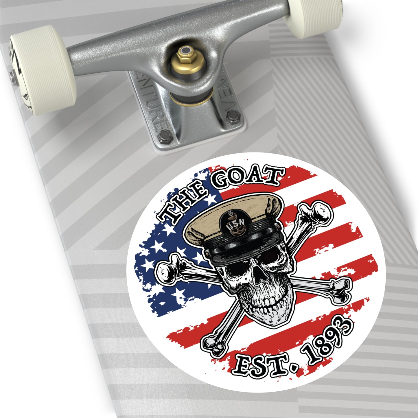 US Naval The Goat Senior Chief Skull & Crossbones Est. 1893 CPO Pride Military Veteran Round Sticker