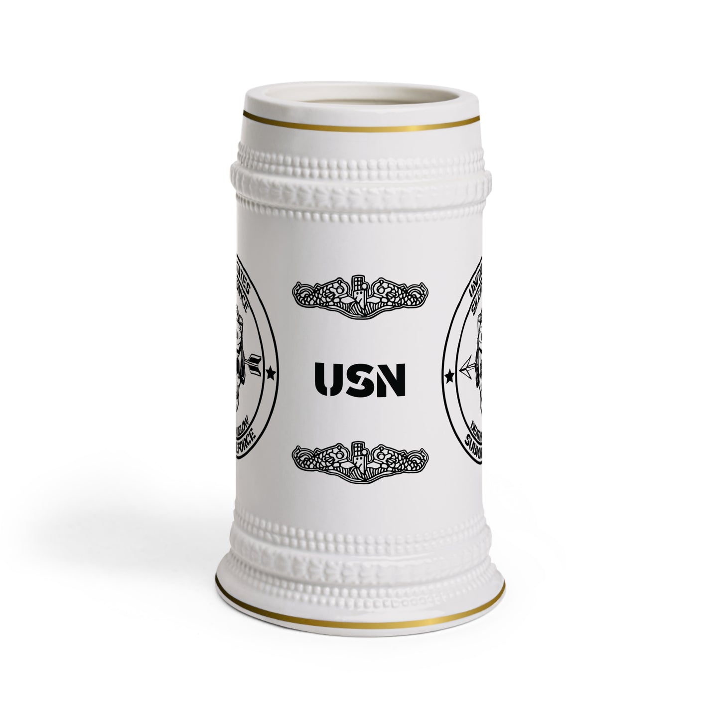 US Navy Submarine Force Silent Service Death From Below Sailor Skull with Dolphins Stein Mug