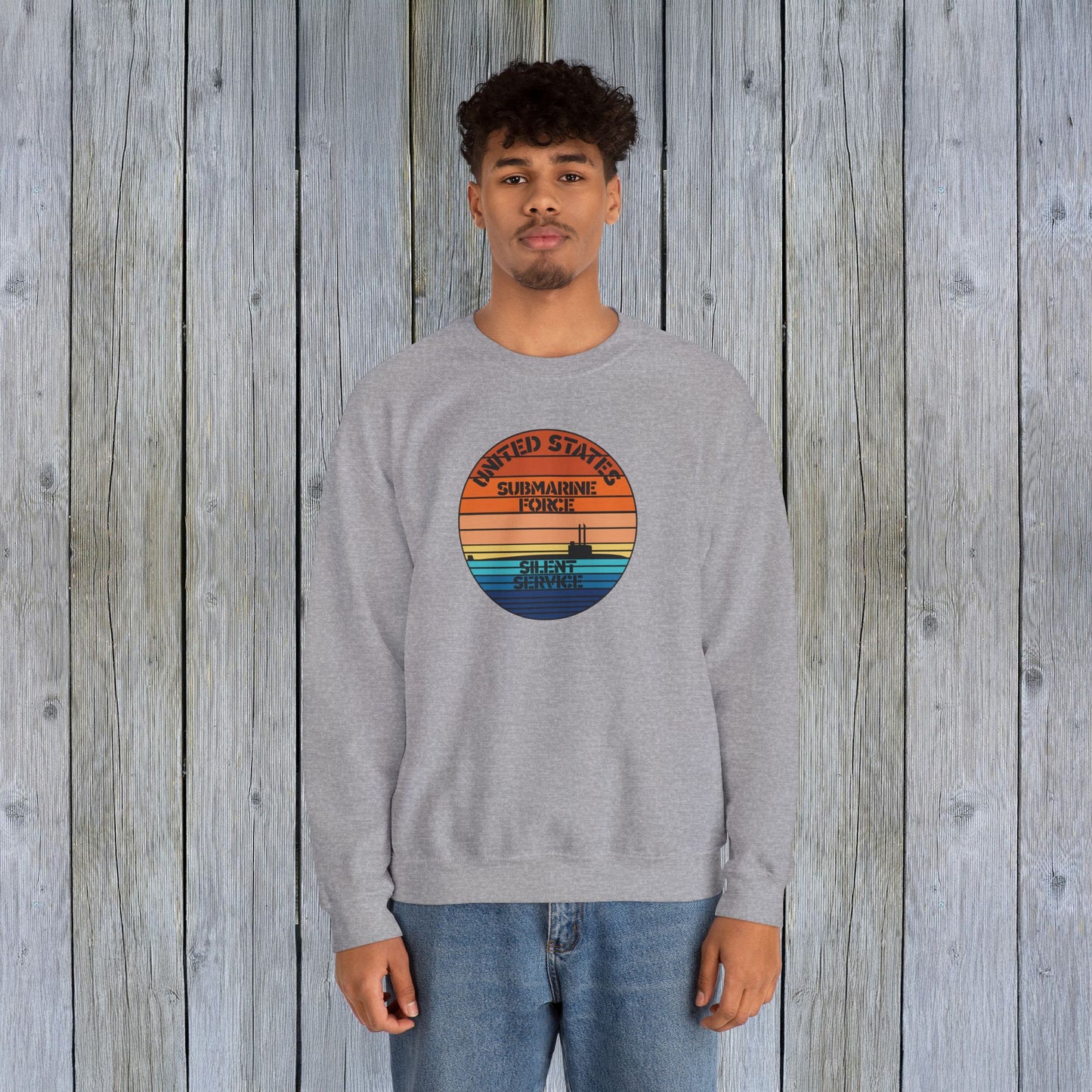 Sunset United States Navy Submarine Force Silent Service Vintage Unisex Heavy Blend™ Crewneck Sweatshirt