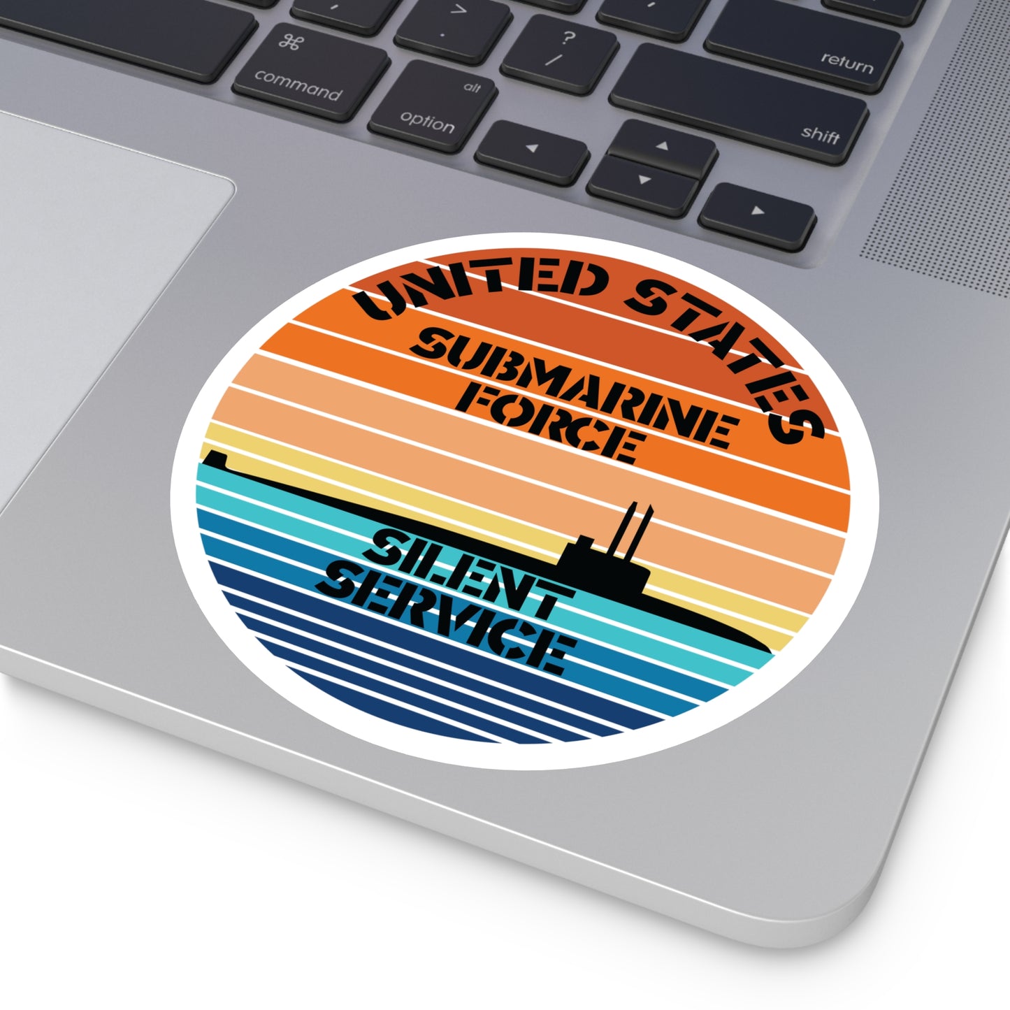 Sunset United States Submarine Force Silent Service Round Sticker