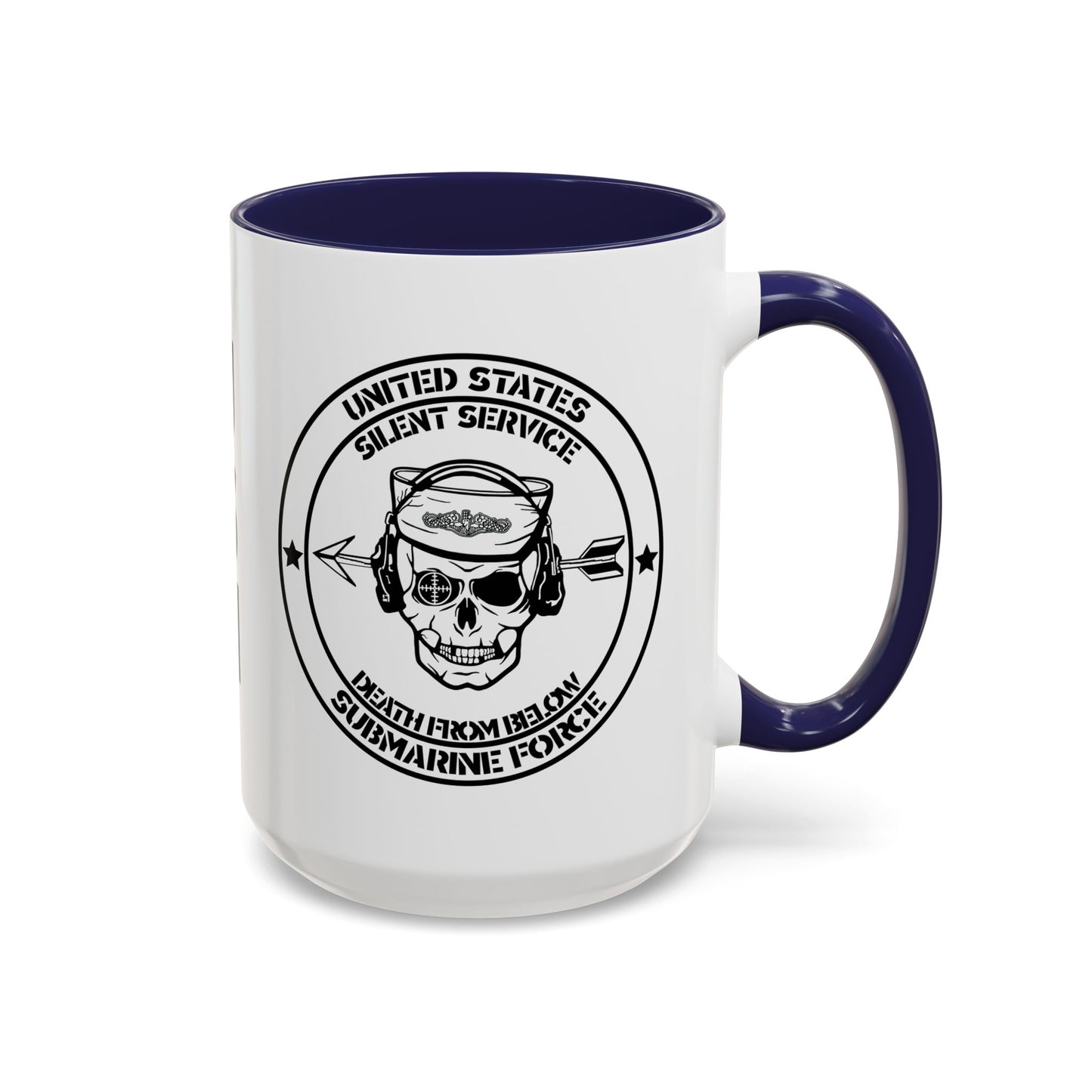 US Navy Submarine Force Silent Service Death From Below Sailor Skull Accent Coffee Mug