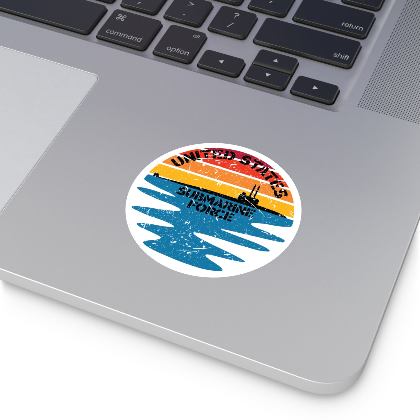 Sunset United States Submarine Force Distressed Half Moon Round Sticker