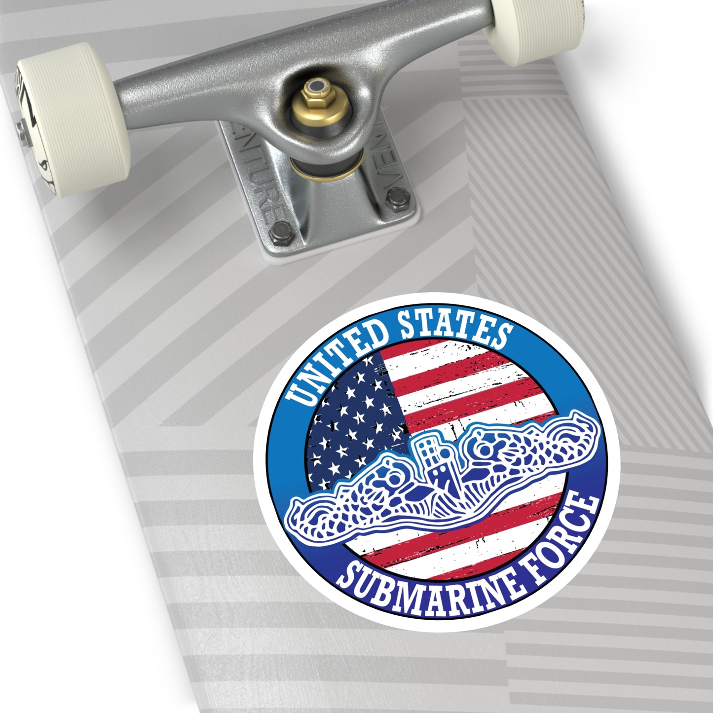 United States Submarine Force Silent Service White Dolphins with American Flag Round Sticker