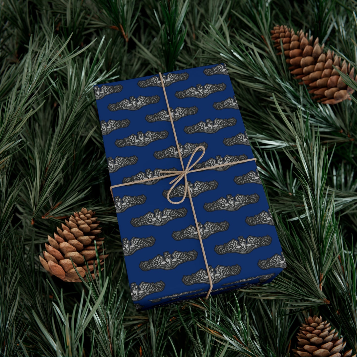 United States Navy Submarine Force Silver Dolphins Blue Gift Wrap Papers