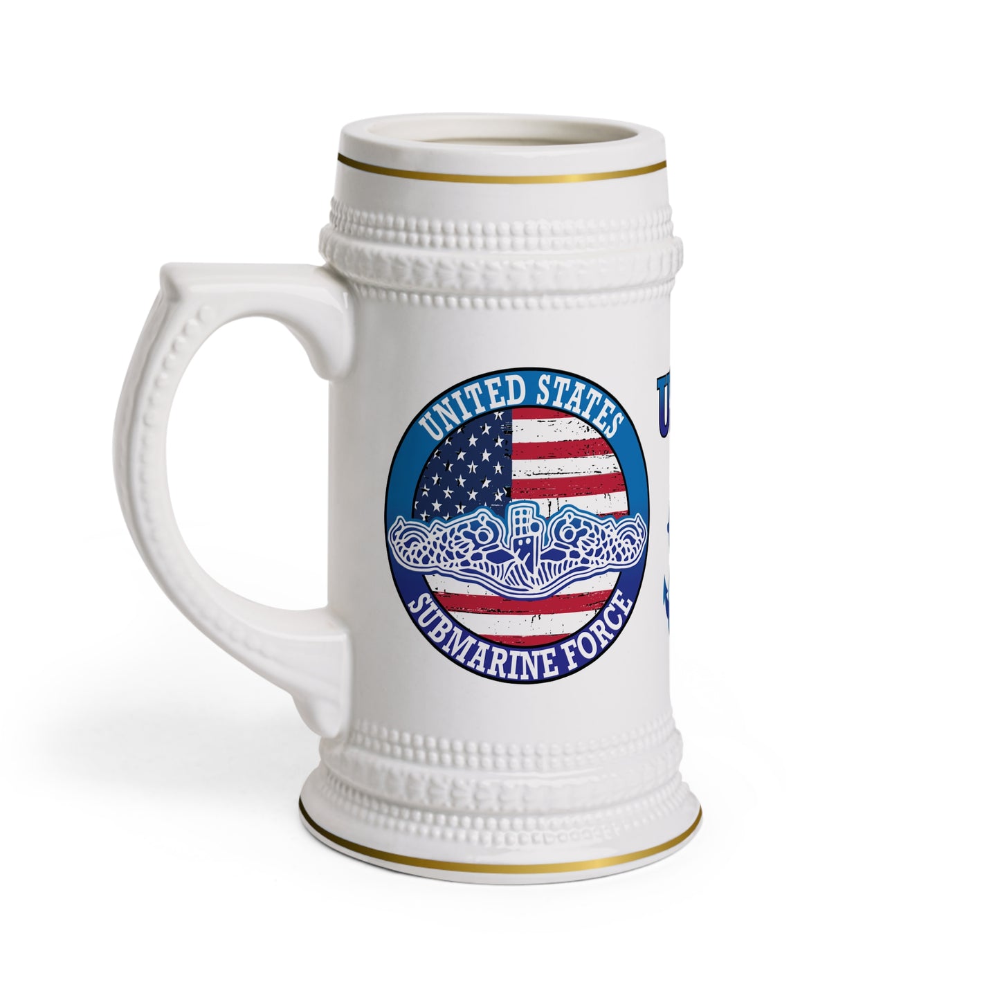United States Navy Submarine Force Silent Service Silver Dolphins Drinking Stein Mug
