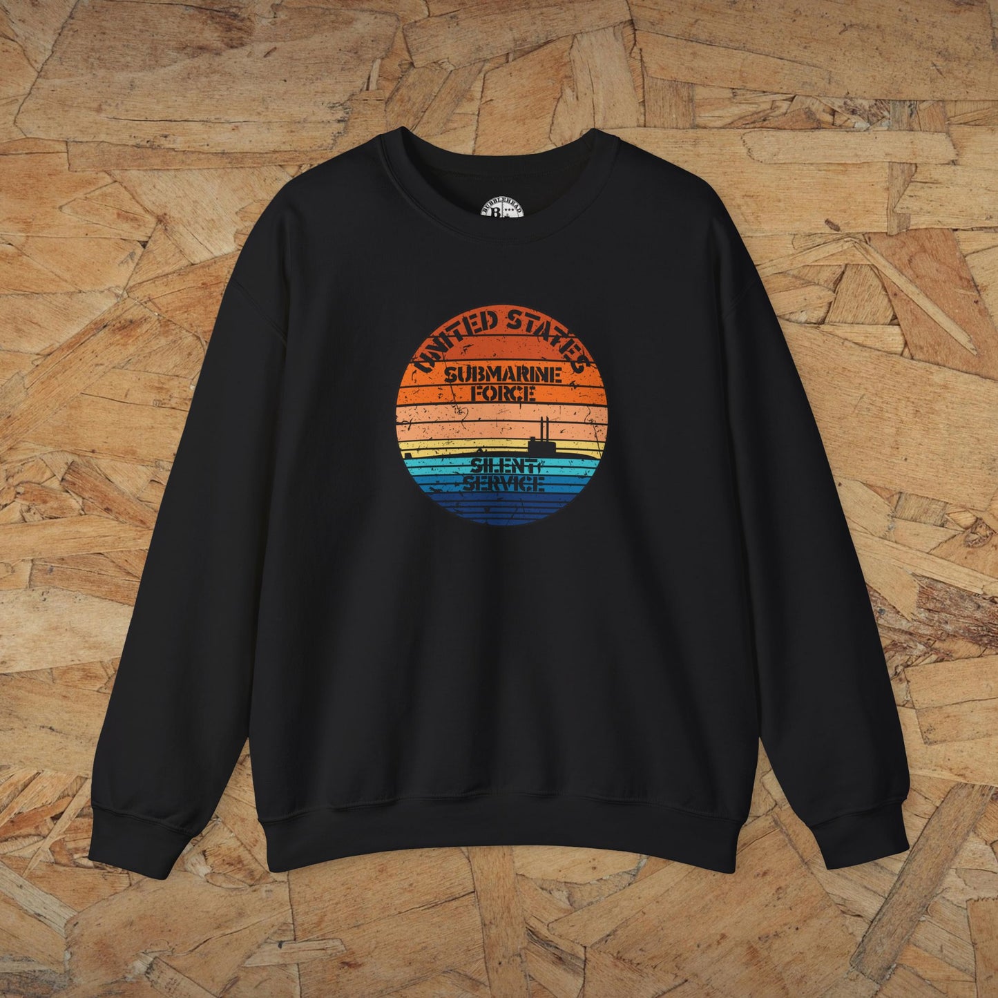 Sunset United States Navy Submarine Force Silent Service Distressed Vintage Unisex Heavy Blend™ Crewneck Sweatshirt