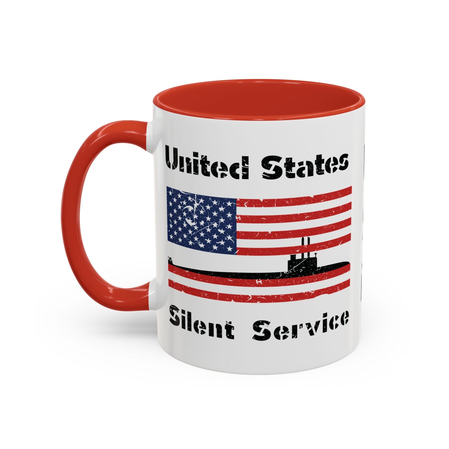 United States Navy Submarine Force Silent Service Distressed American Flag Accent Coffee Mugs