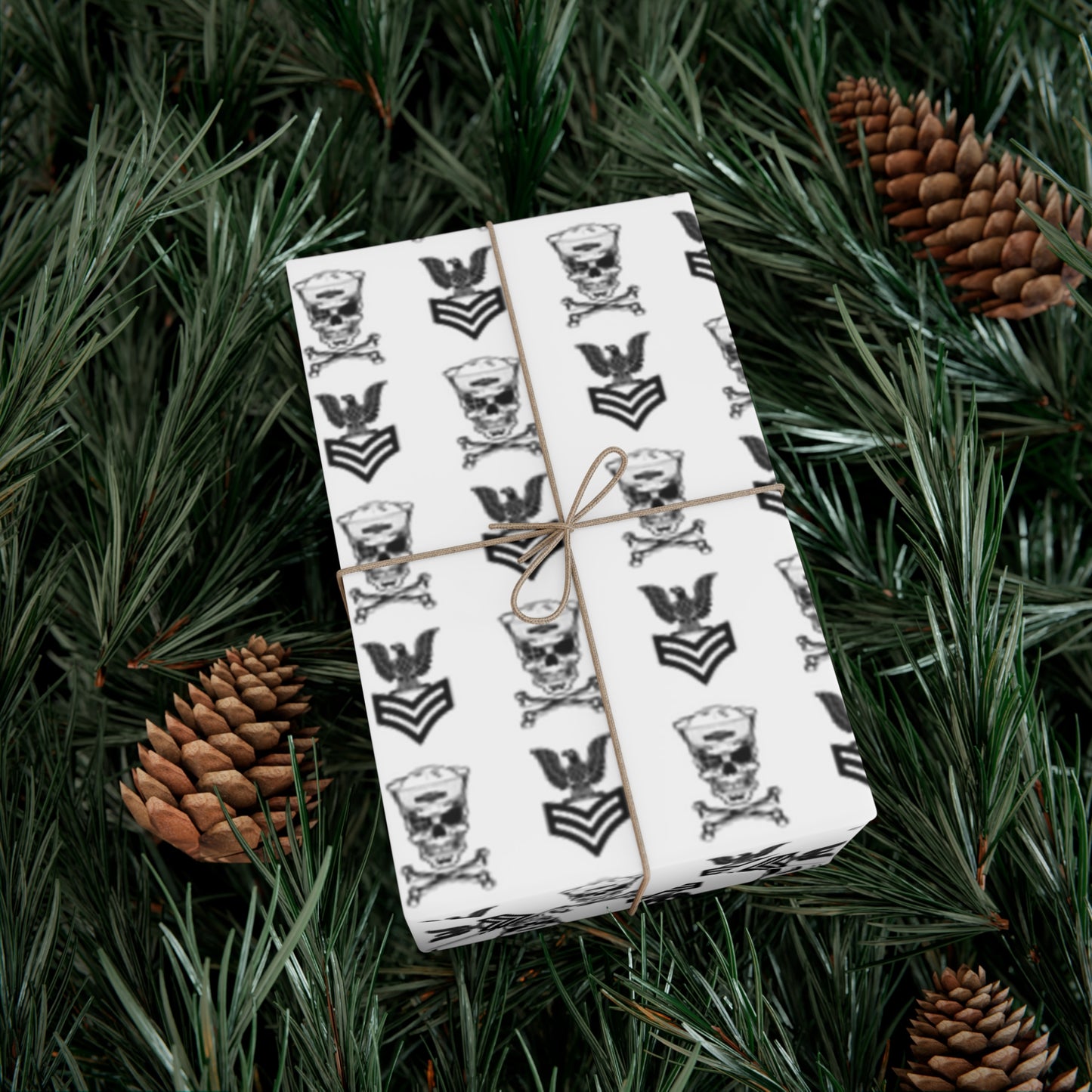 United States Navy FCPO Skull Crossbones First Class Sailor with Submarine Dolphins White Gift Wrap Papers