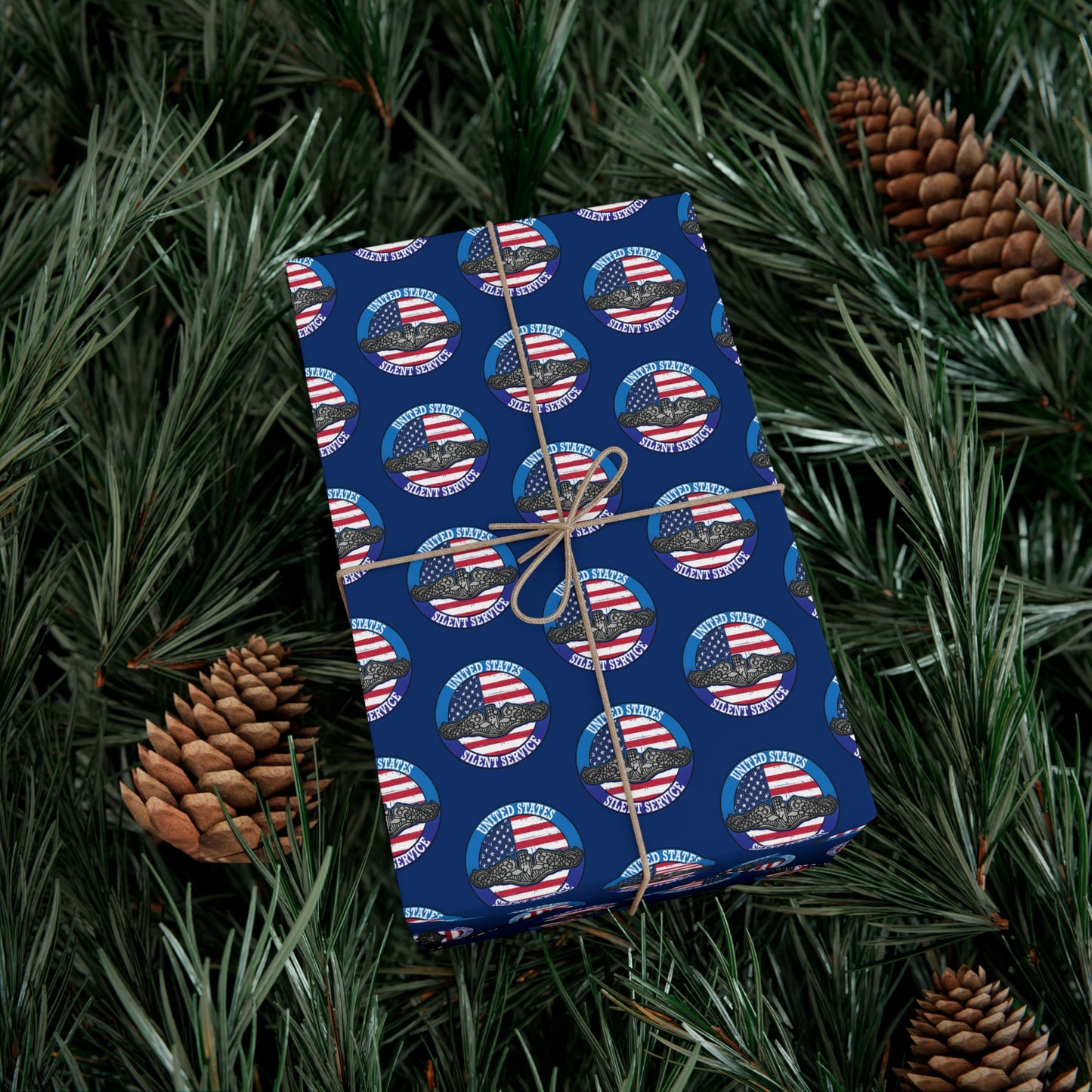 United States Navy Submarine Force Silent Service Silver Dolphins Blue Gift Wrap Papers