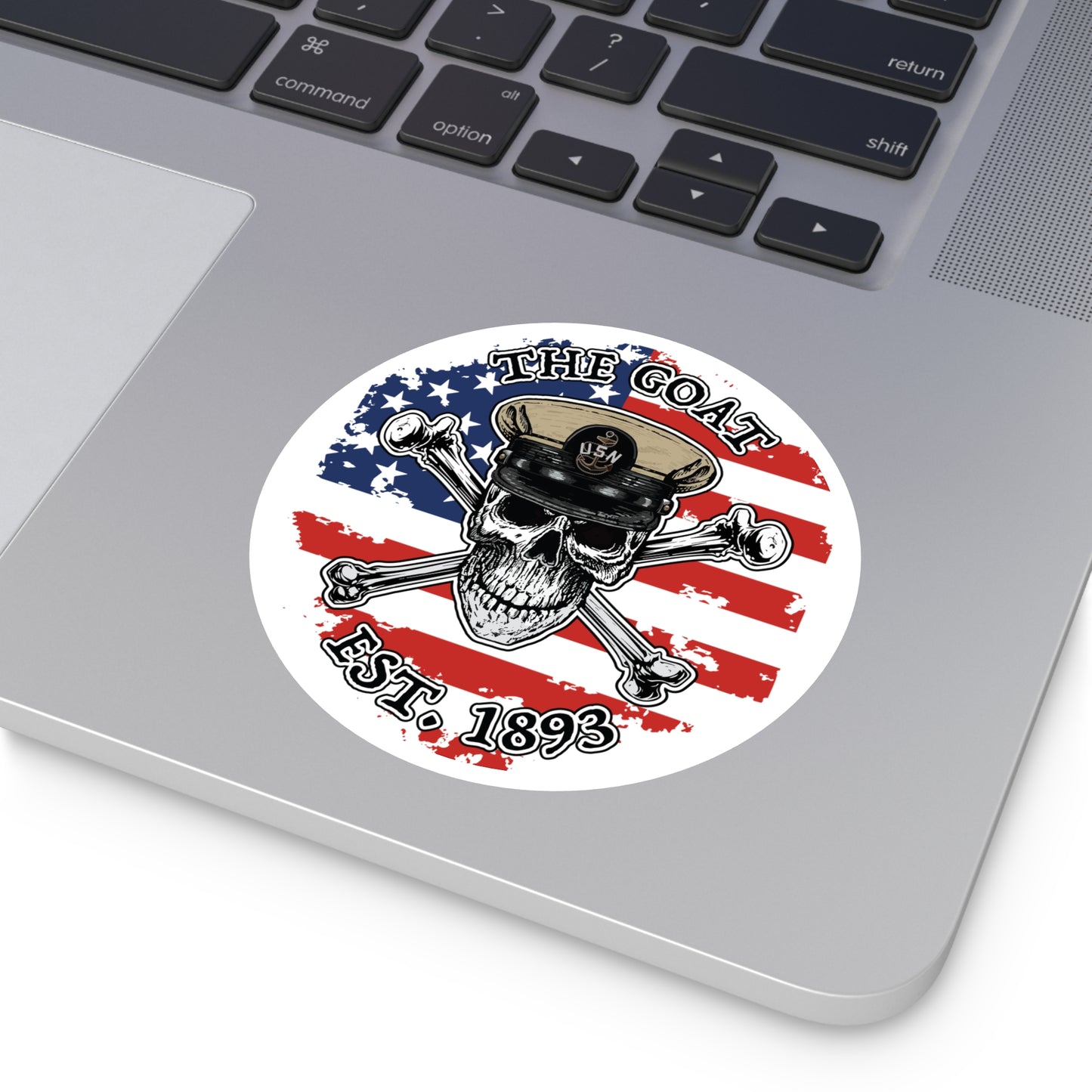 US Naval The Goat Chief Skull & Crossbones Est. 1893 CPO Pride Military Veteran Round Sticker