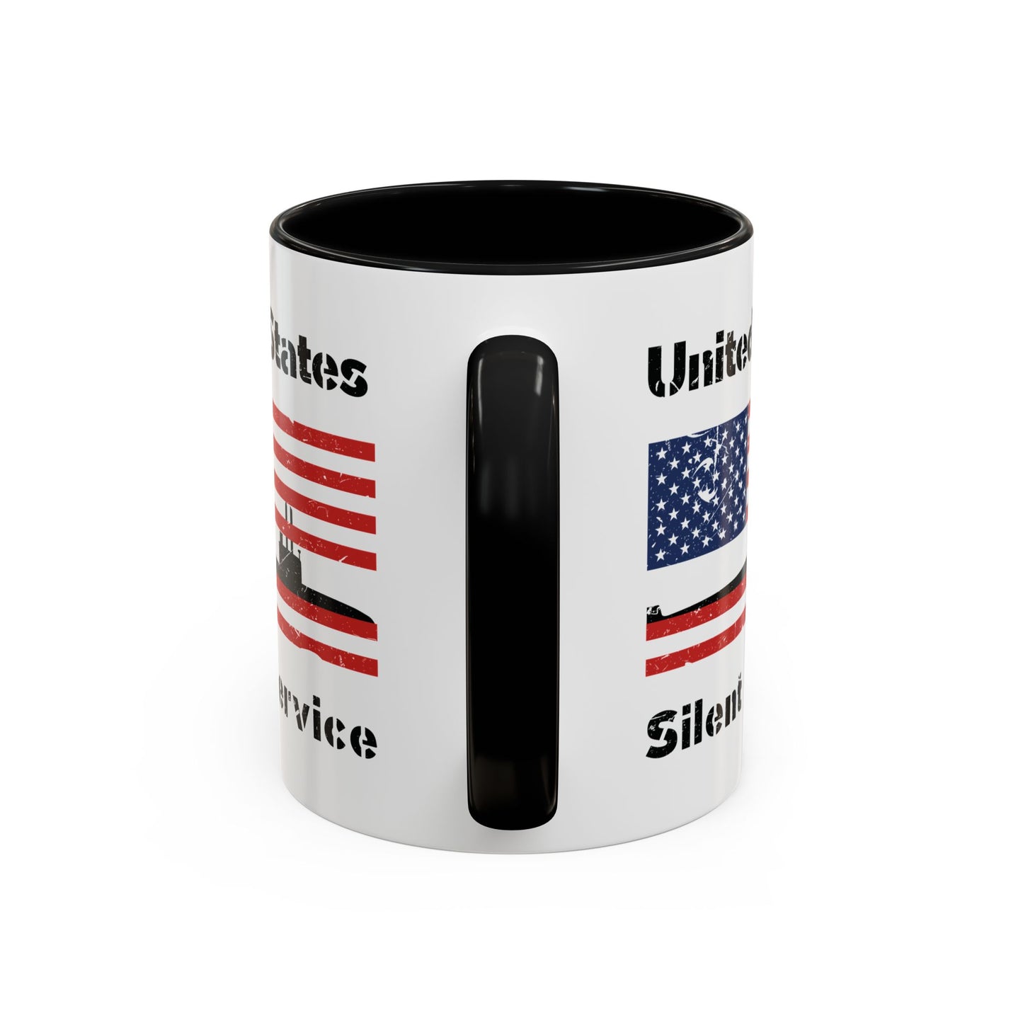 United States Navy Submarine Force Silent Service Distressed American Flag Accent Coffee Mugs