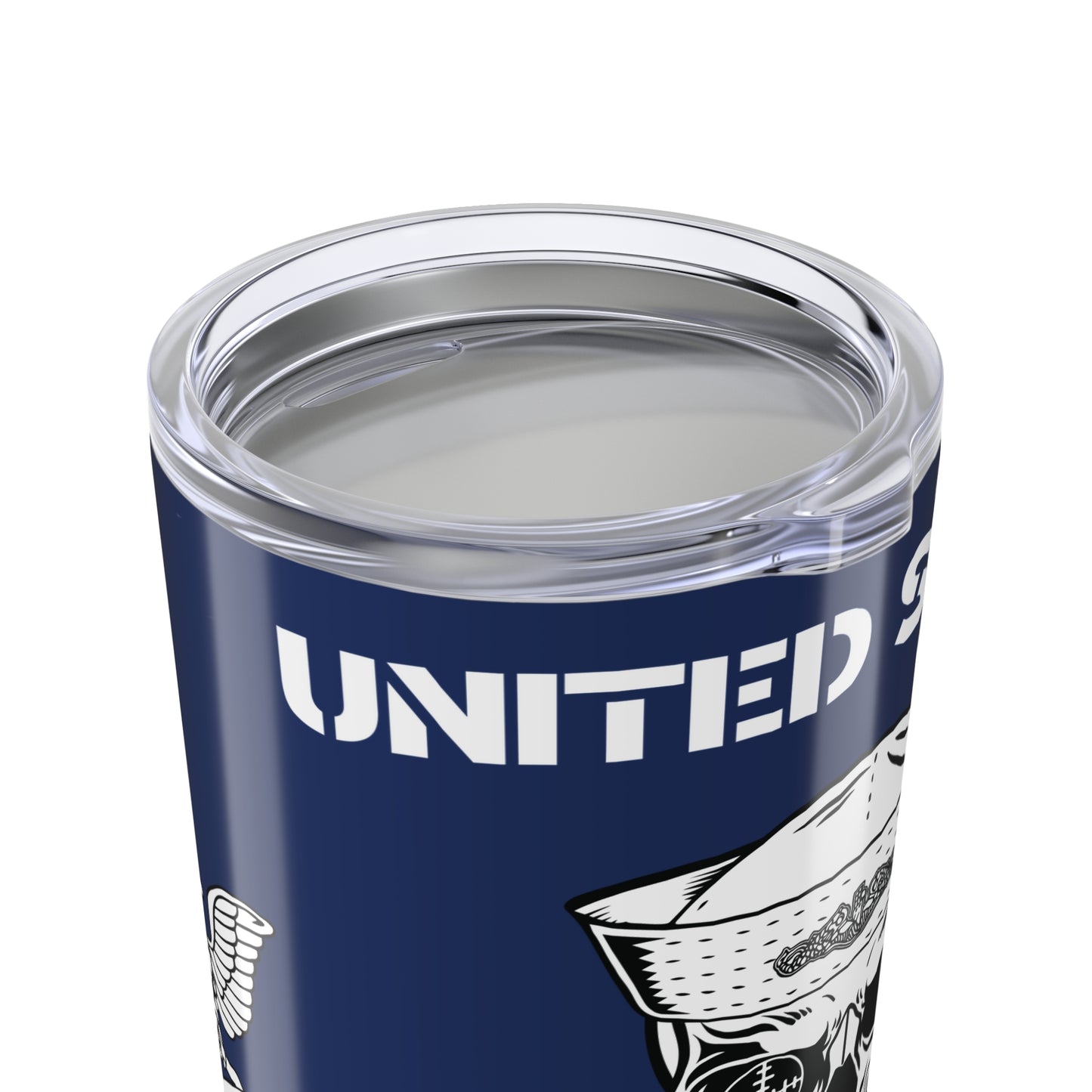 United States FCPO Skull Crossbones First Class Sailor with Navy Dolphins Blue Stainless Steel Tumbler 20oz