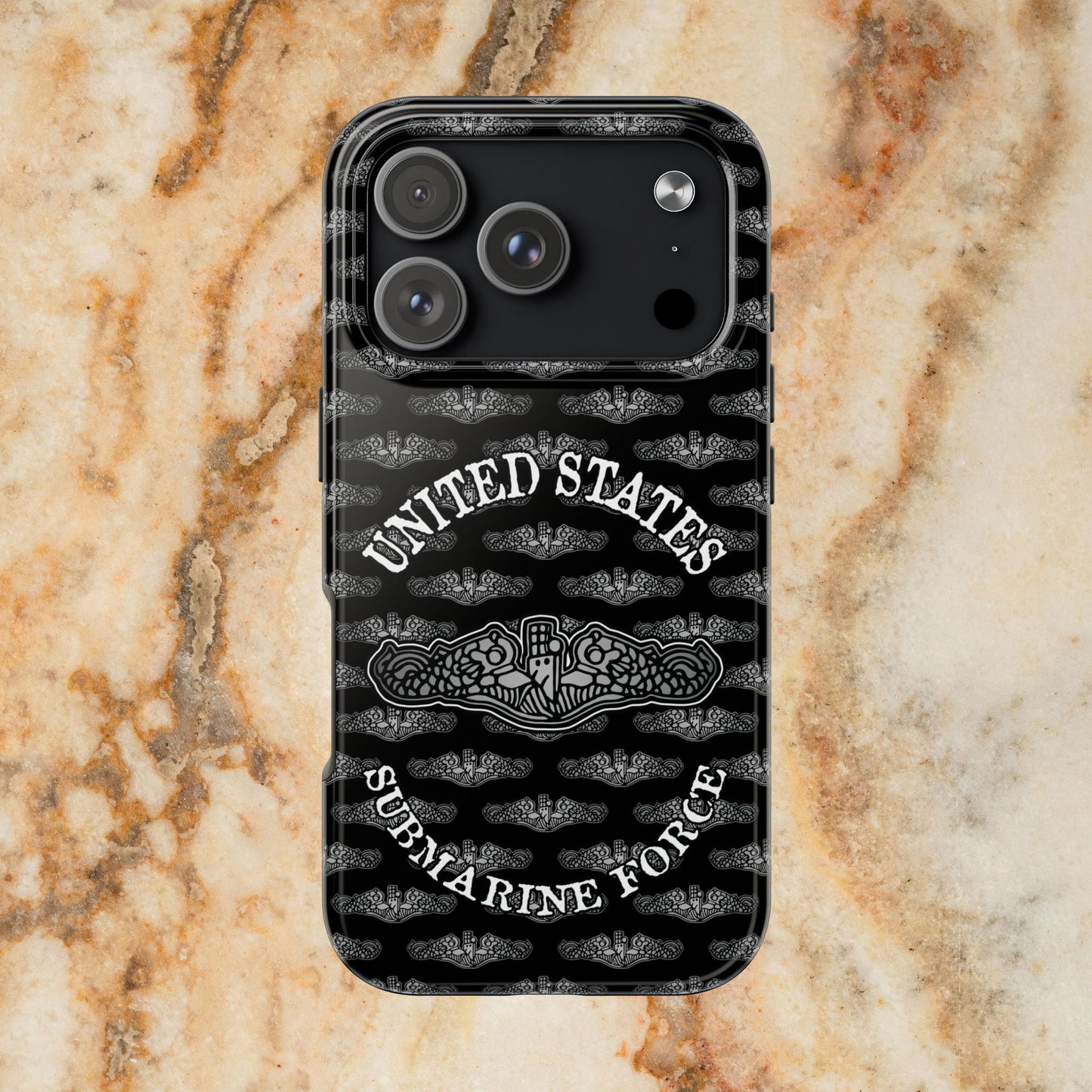 United States Submarine Force Silver Dolphins and Mini's on Black Tough iPhone Case