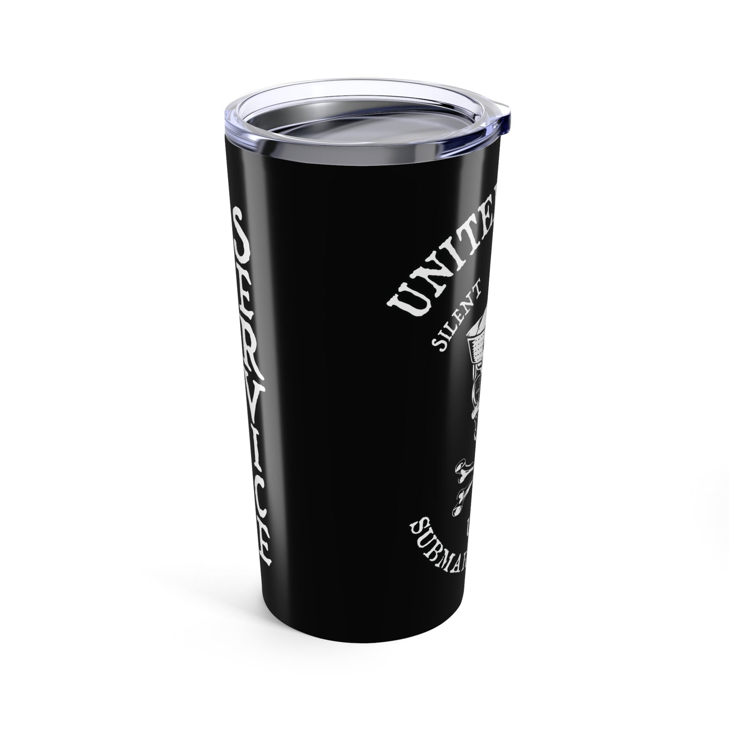 United States Submarine Force Skull & Crossbones Sailor Silent Fast Deadly Silent Service Black Stainless Steel Tumbler 20oz