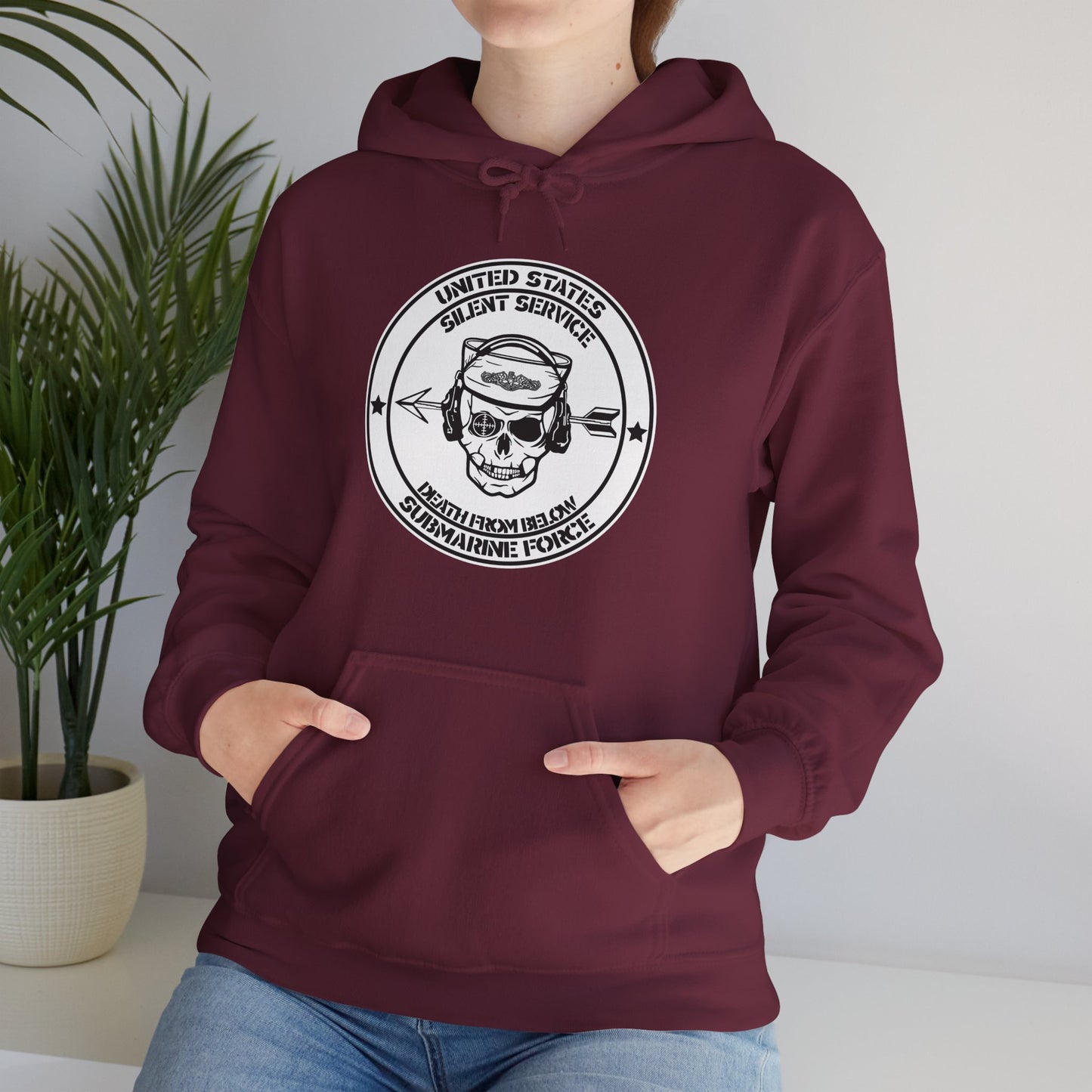 United States Submarine Force Silent Service Death From Below Unisex Heavy Blend™ Dark Hooded Sweatshirt