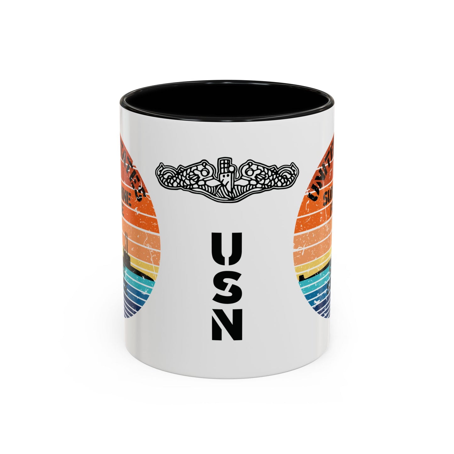 Sunset United States Navy Submarine Force Silent Service Distressed Accent Coffee Mugs