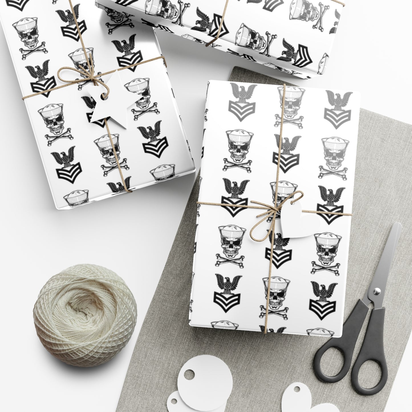 United States Navy FCPO Skull Crossbones First Class Sailor with Dixie Cup Blue Gift Wrap Papers