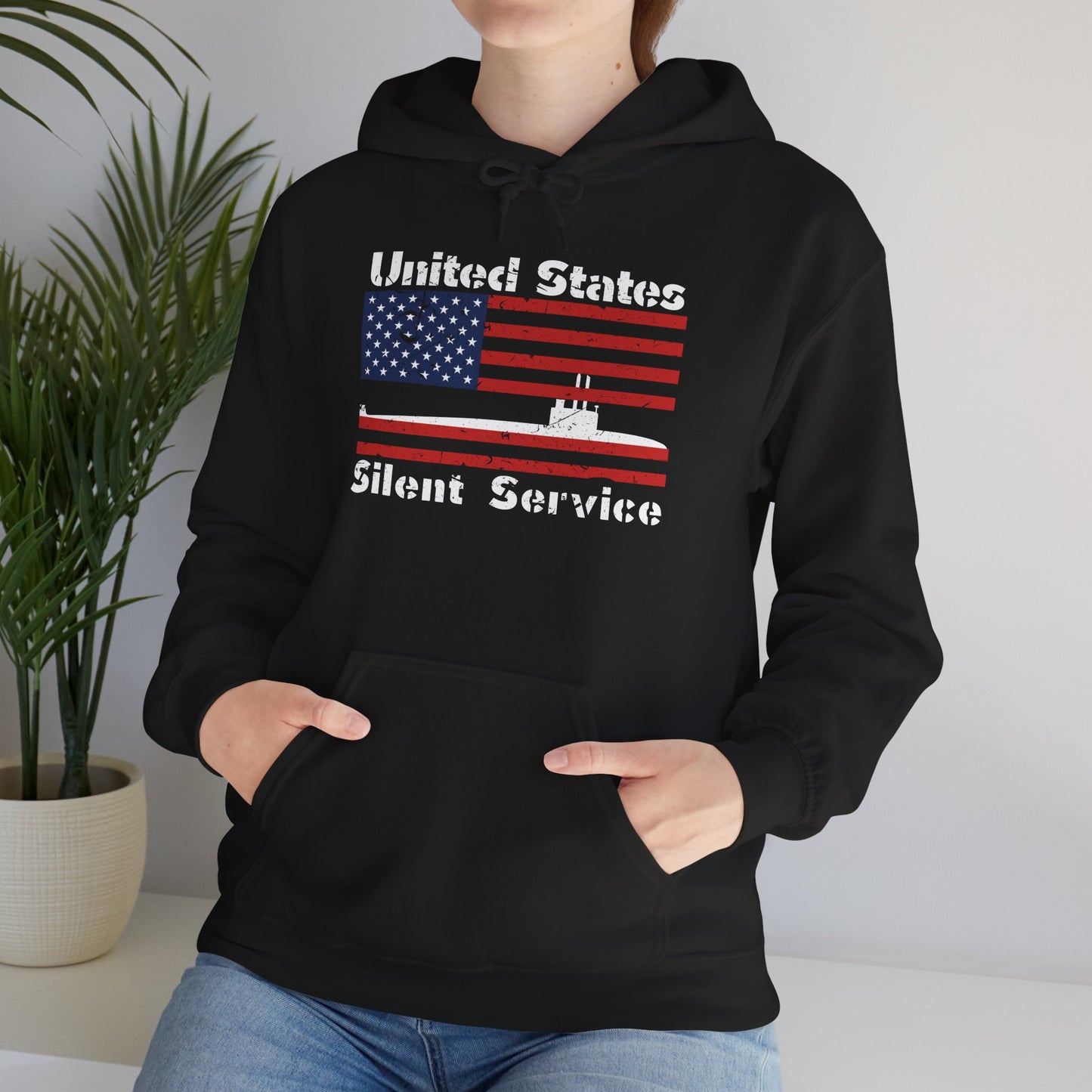 United States Submarine Silent Service Distressed USA Flag Unisex Heavy Blend™ Hooded Sweatshirt