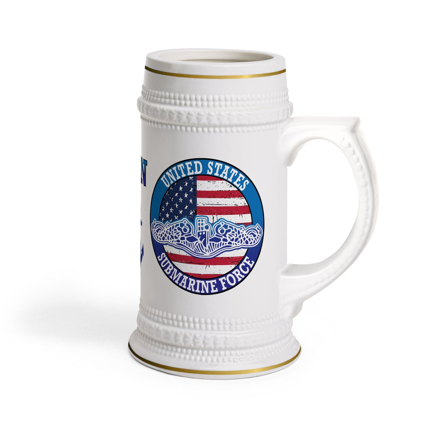 United States Navy Submarine Force Silent Service Silver Dolphins Drinking Stein Mug