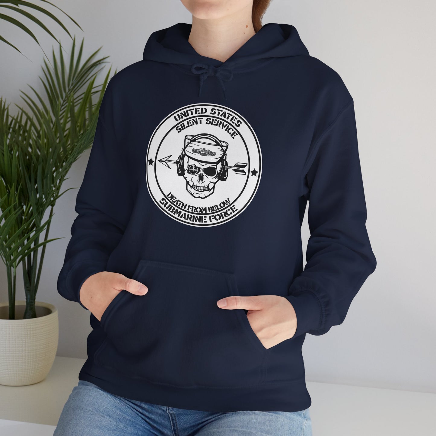 United States Submarine Force Silent Service Death From Below Unisex Heavy Blend™ Dark Hooded Sweatshirt