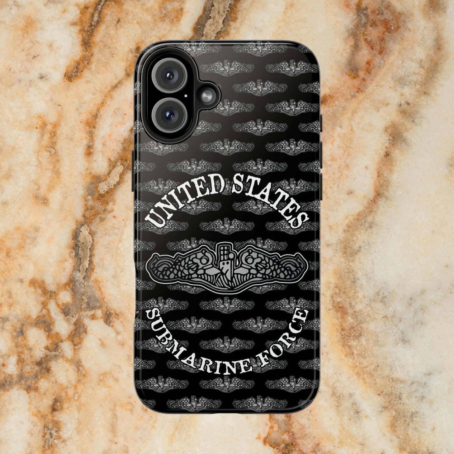United States Submarine Force Silver Dolphins and Mini's on Black Tough iPhone Case