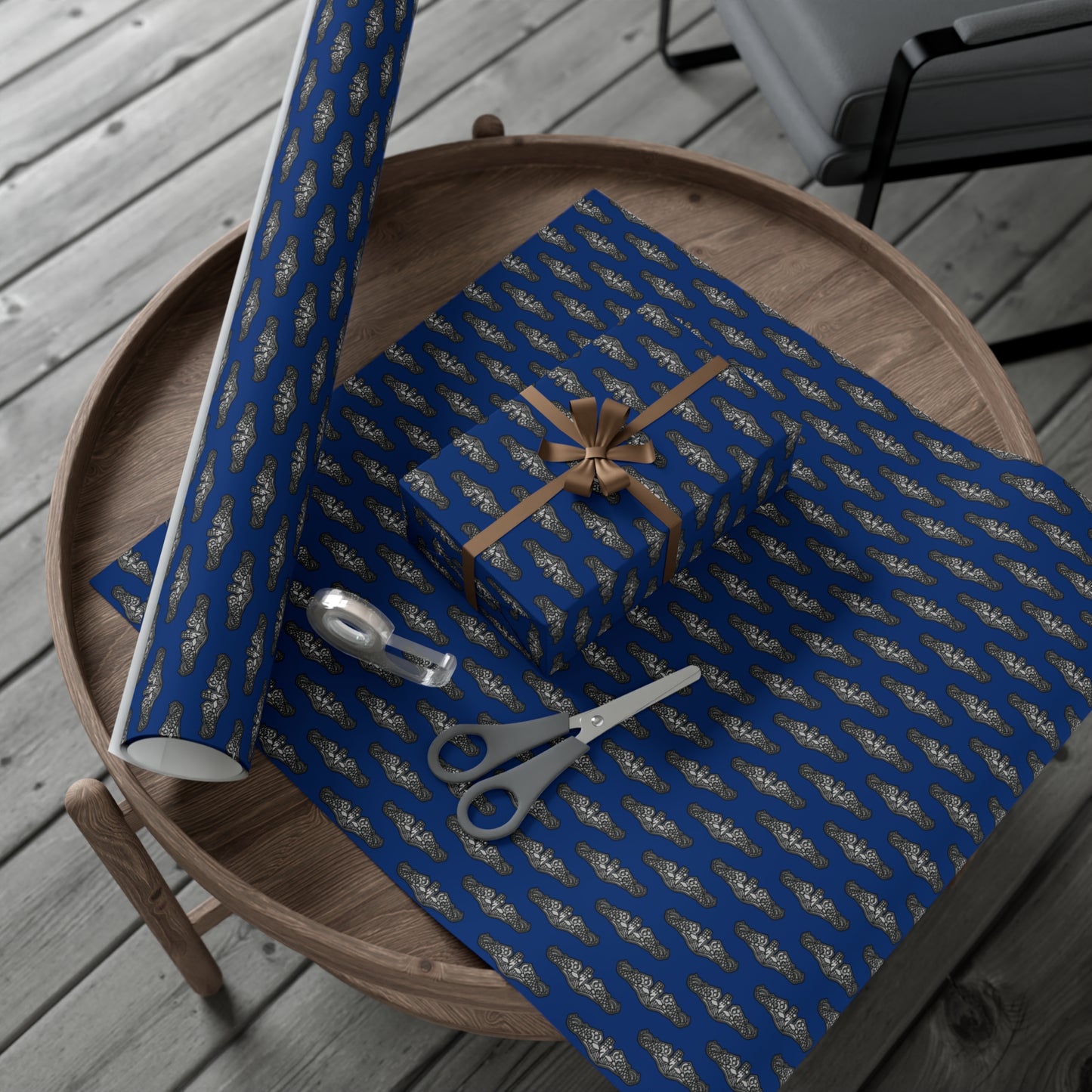 United States Navy Submarine Force Silver Dolphins Blue Gift Wrap Papers