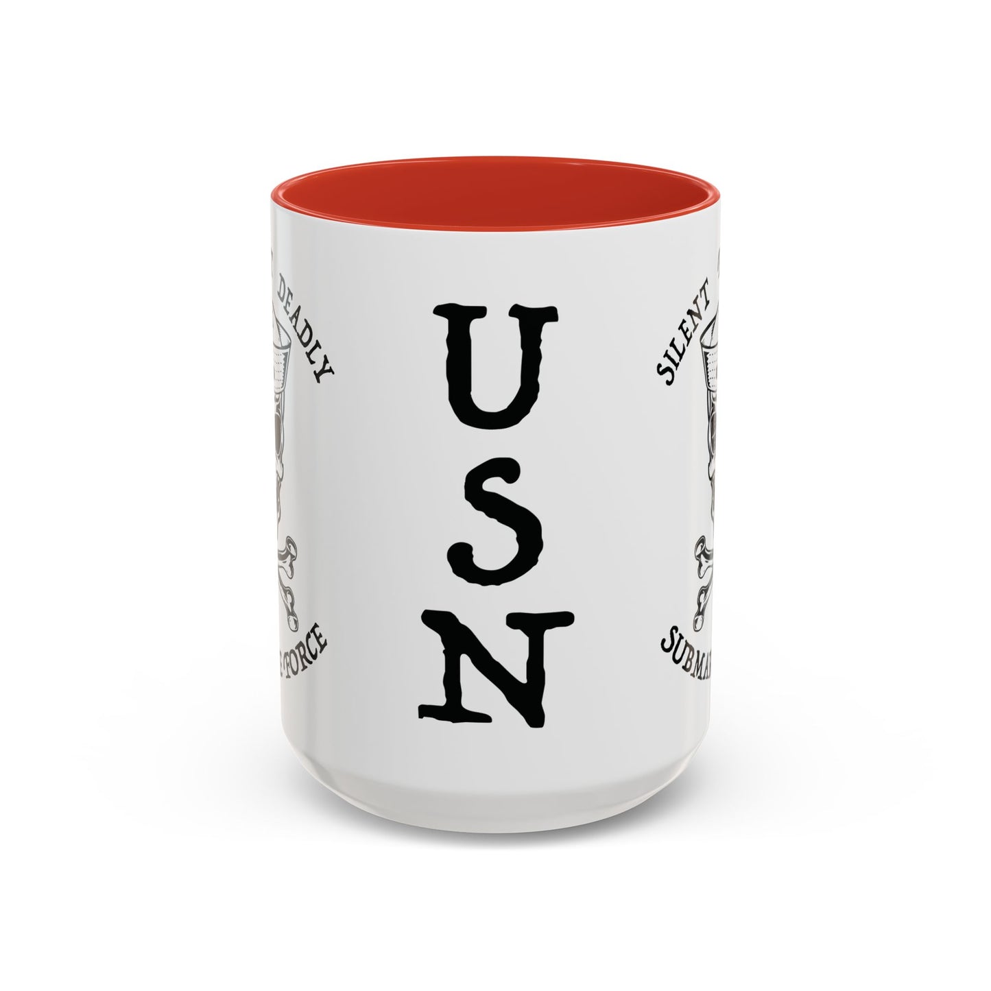 USN Submarine Force Silent Fast Deadly Skull & Crossbones Sailor Accent Coffee Mugs