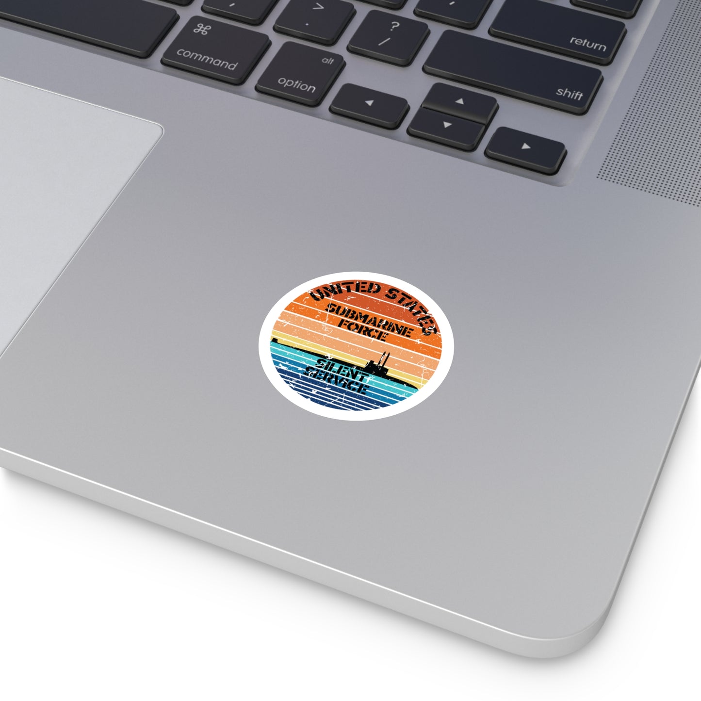 Sunset United States Submarine Force Silent Service Distressed Round Sticker