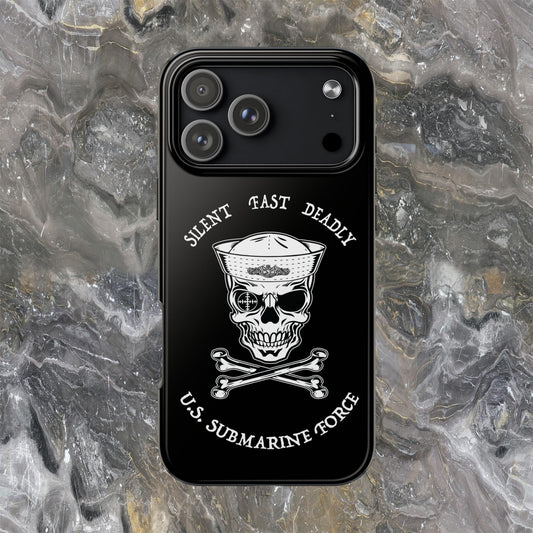 U.S. Submarine Force Skull & Crossbones Sailor with Dolphins Black Tough iPhone Case