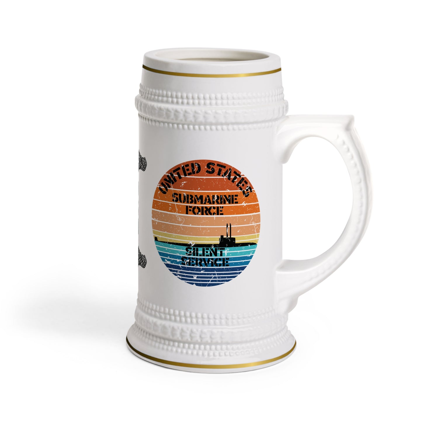 United States Navy Submarine Force Silent Service USN Dolphins Retro Vintage Sunset Distressed Drinking Stein Mug