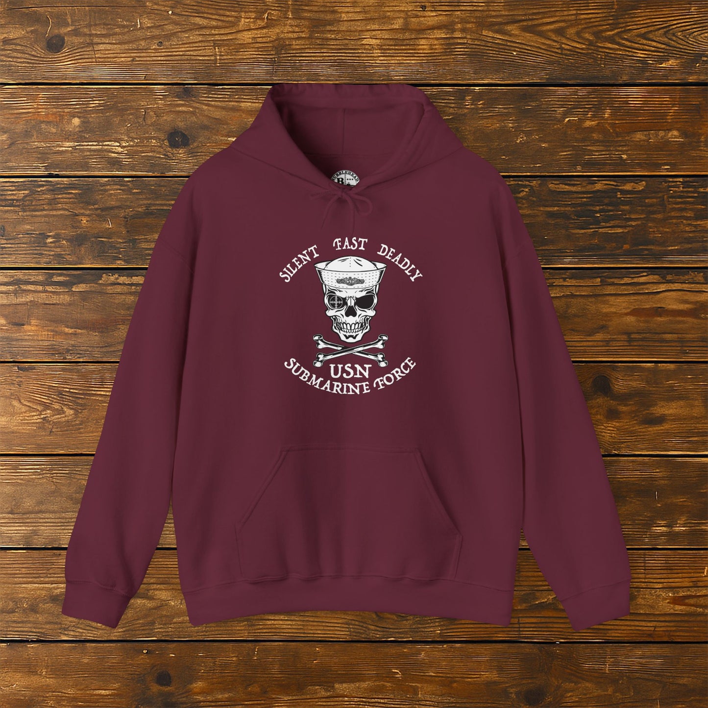 U.S. Submarine Force Silent Fast Skull Crossbones Sailor with Dolphins Unisex Heavy Blend™ Hooded Sweatshirt