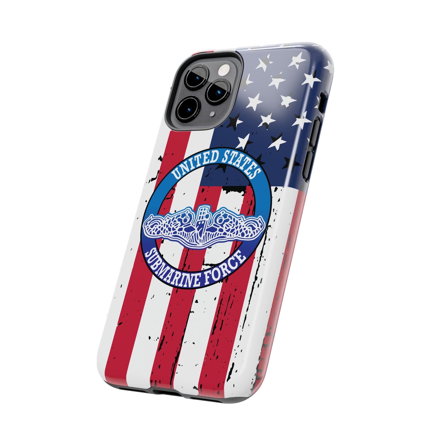 United States Submarine Force Silent Service White Dolphins on American Flag Tough iPhone Case