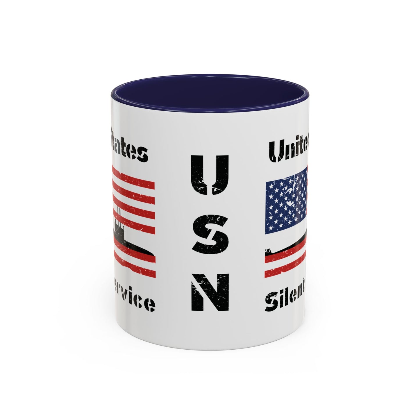 United States Navy Submarine Force Silent Service Distressed American Flag Accent Coffee Mugs
