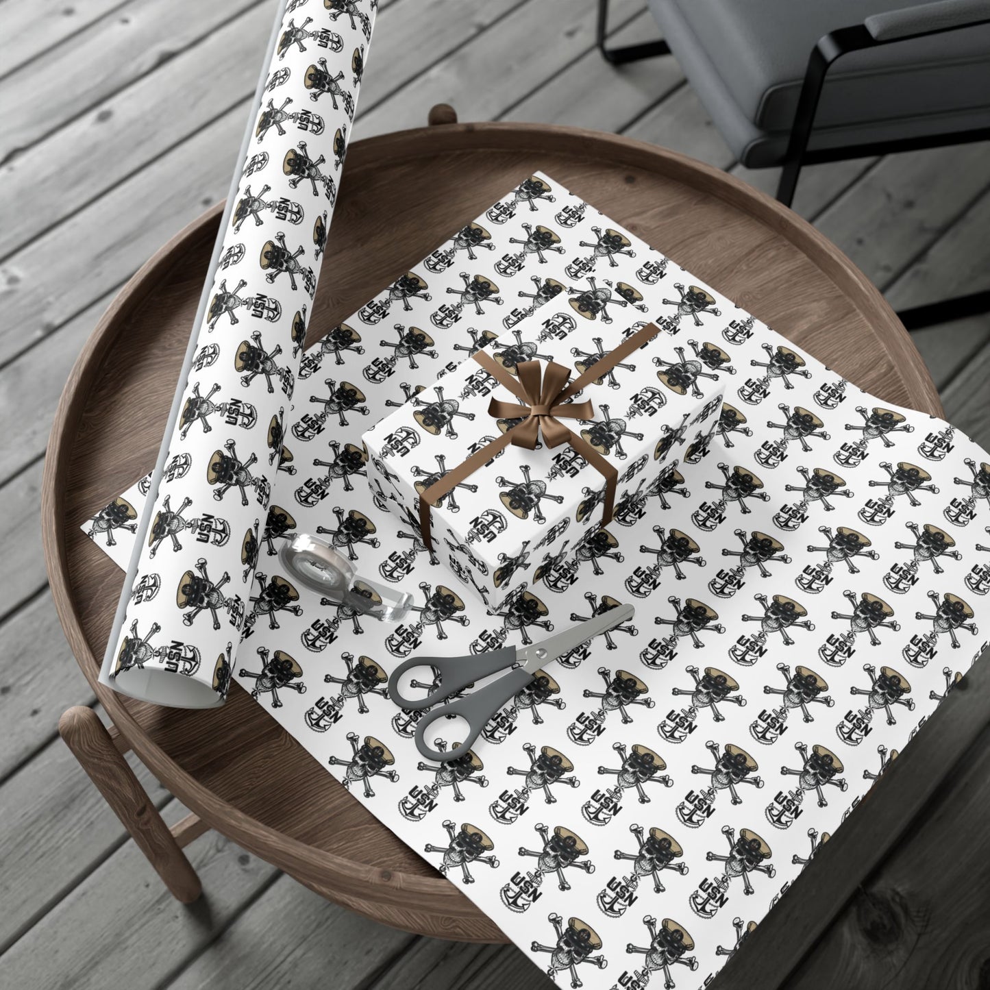 United States Navy Senior Chief Skull & Crossbones with SCPO Anchors White Gift Wrap Papers