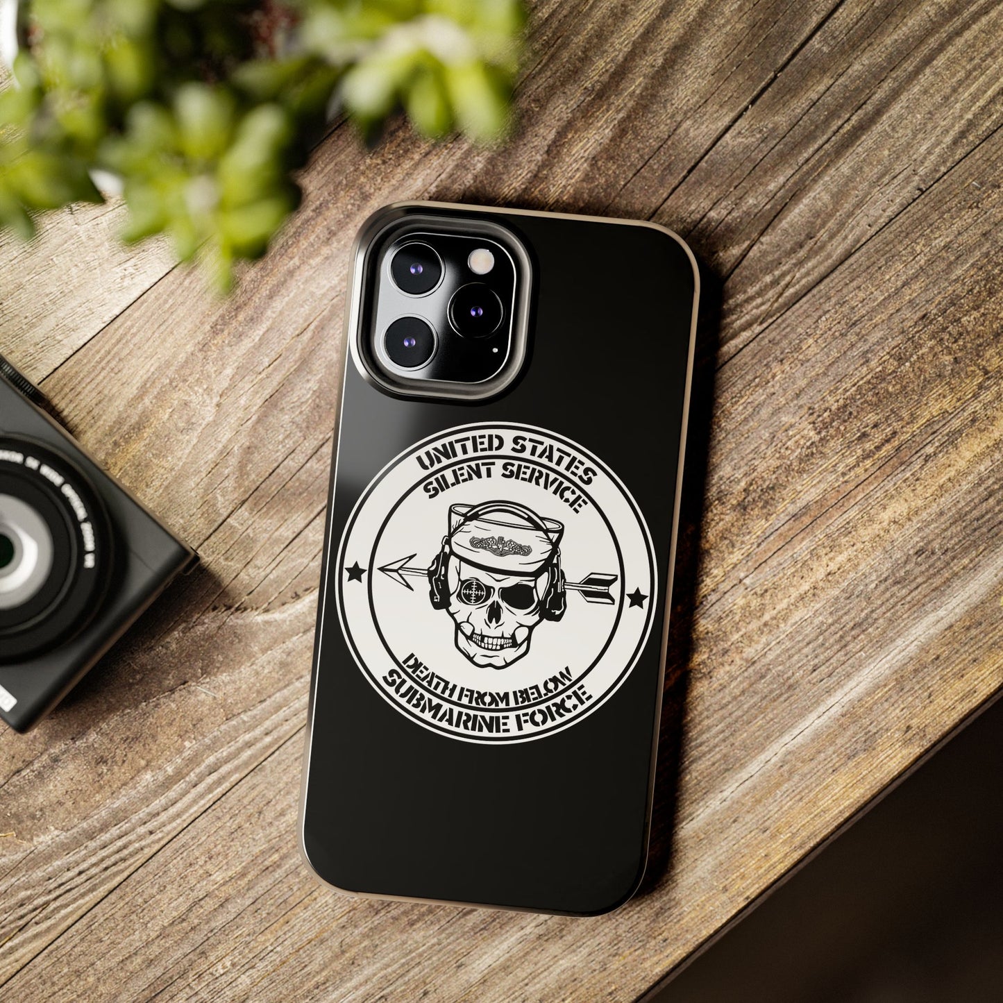 U.S. Submarine Force Silent Service Death From Below Sailor Skull Tough Black iPhone Case