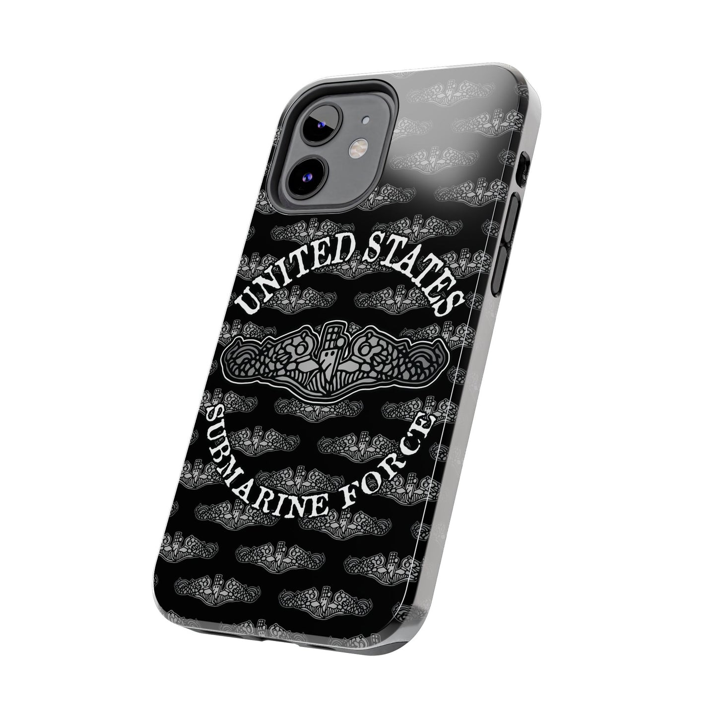 United States Submarine Force Silver Dolphins and Mini's on Black Tough iPhone Case