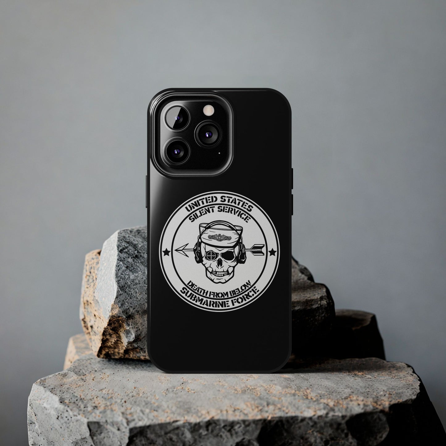 U.S. Submarine Force Silent Service Death From Below Sailor Skull Tough Black iPhone Case