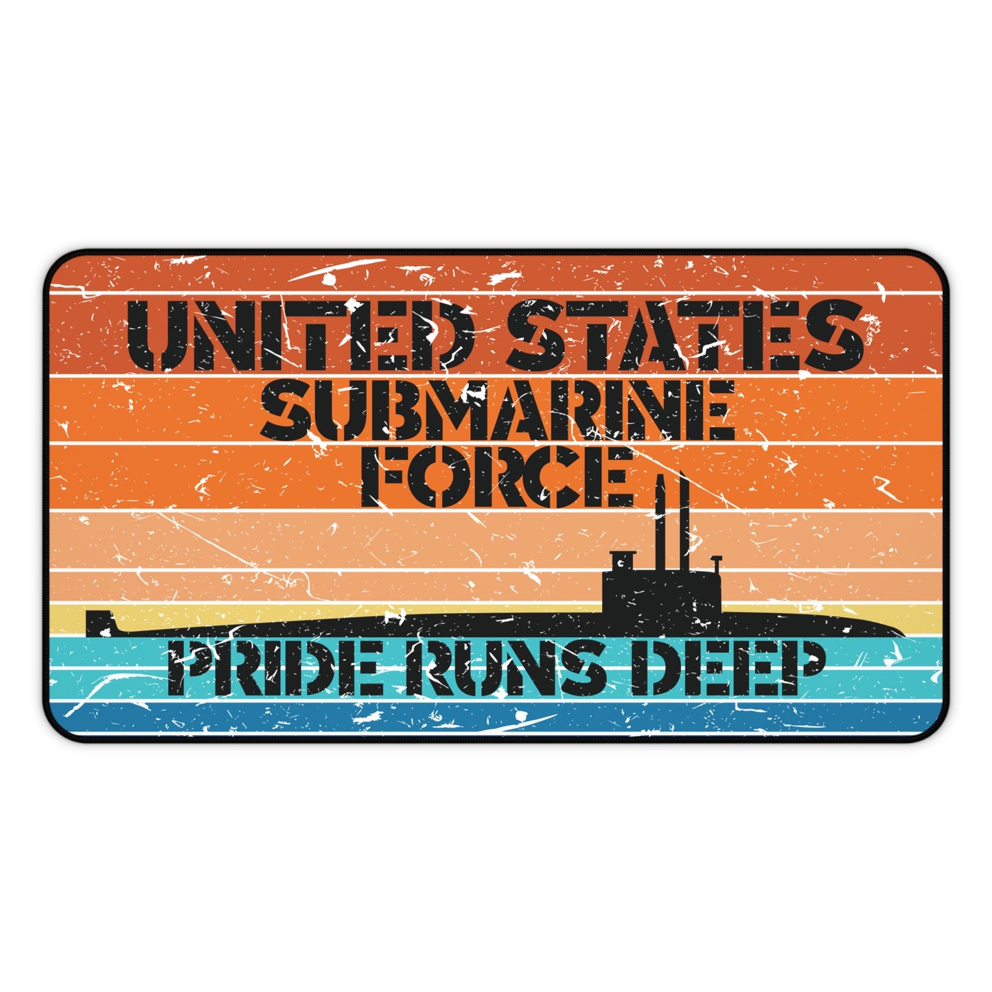 Sunset United States Submarine Force Pride Runs Deep Distressed Retro Vintage Desk Mat