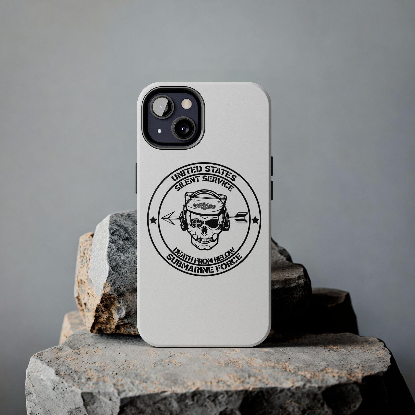 U.S. Submarine Force Silent Service Death From Below Sailor Skull Tough White iPhone Case
