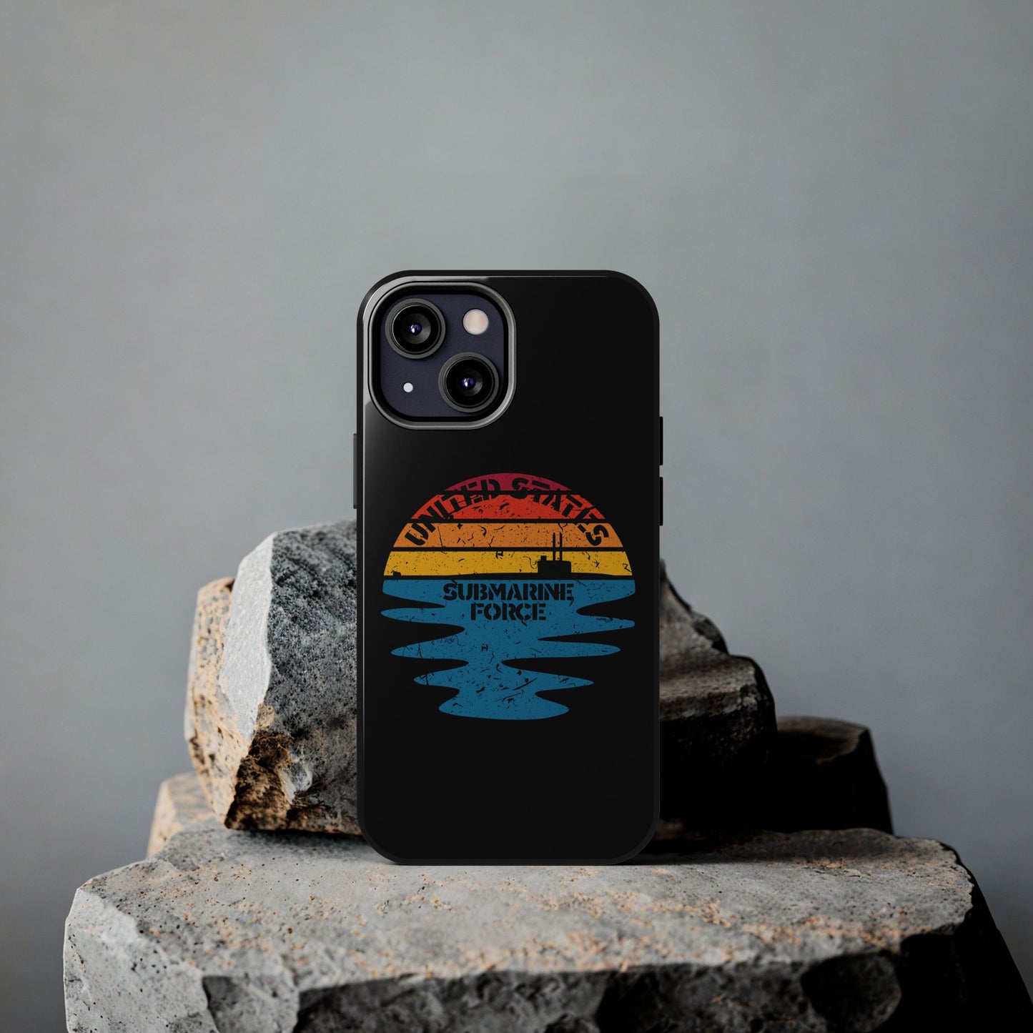 Sunset United States Submarine Force Half Moon Distressed Black Tough iPhone Case