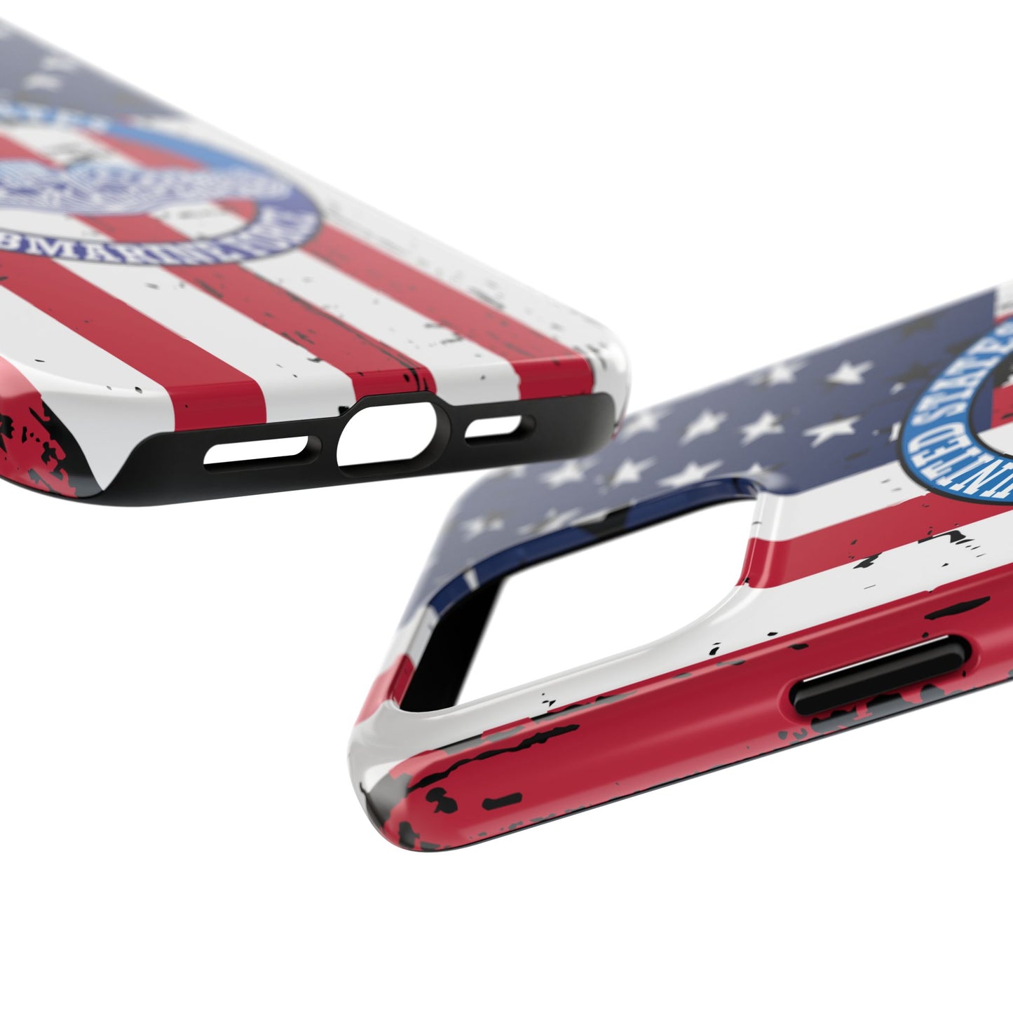 United States Submarine Force Silent Service White Dolphins on American Flag Tough iPhone Case