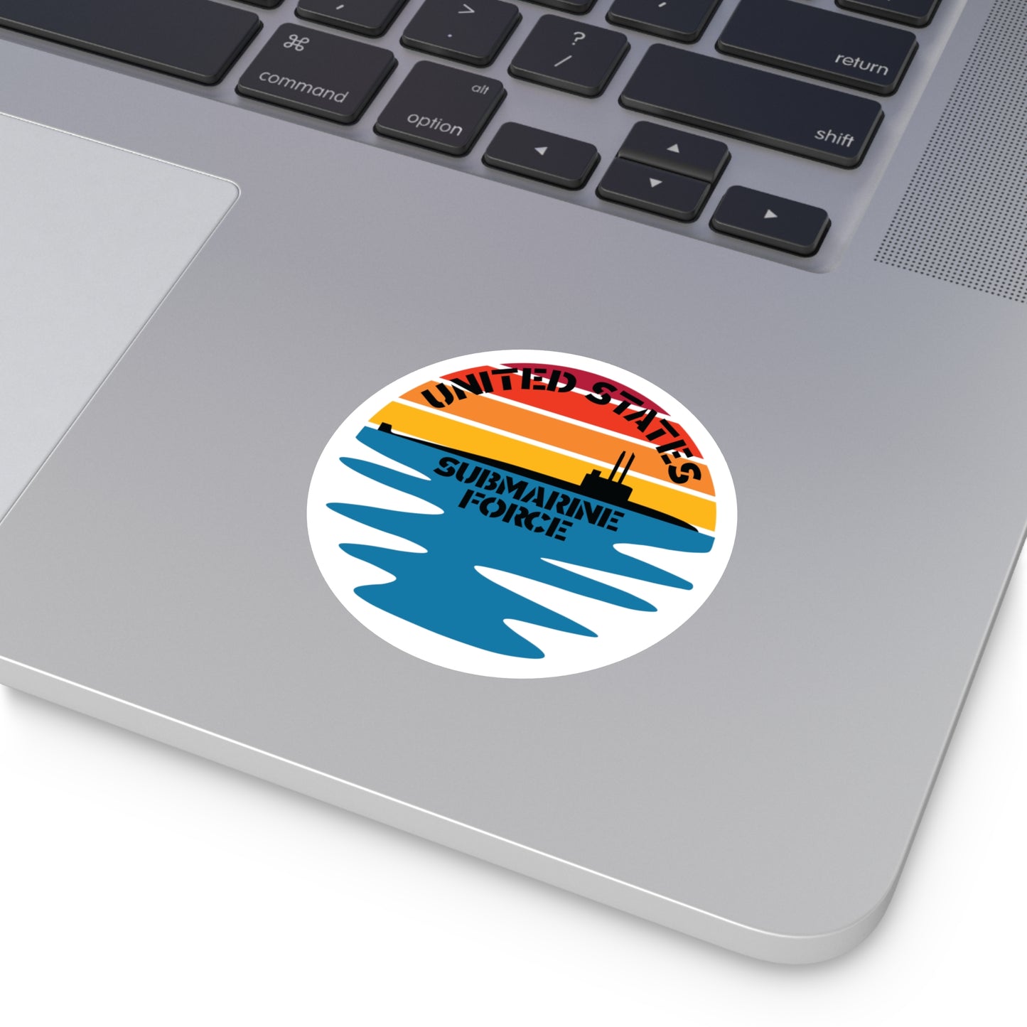 Sunset United States Submarine Force Half Moon Round Sticker
