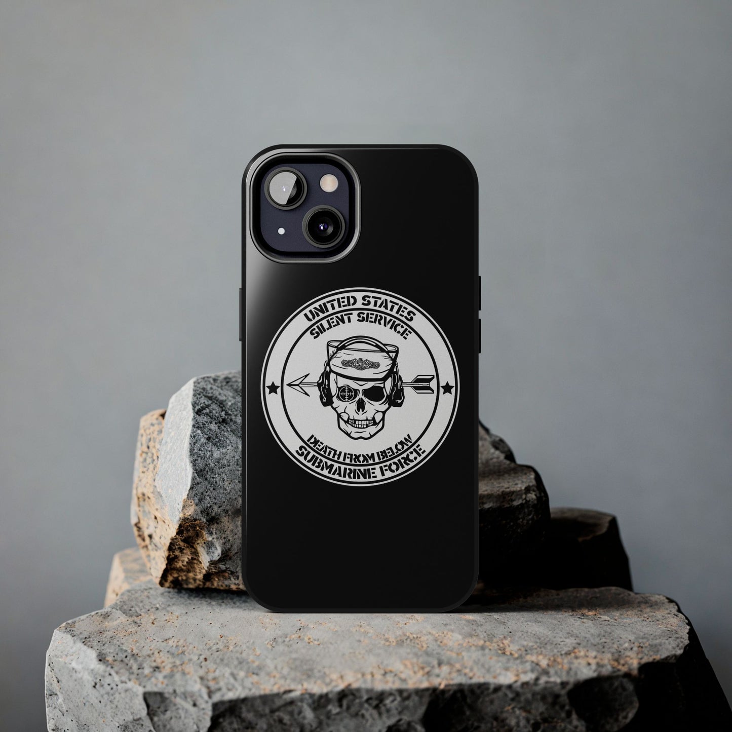U.S. Submarine Force Silent Service Death From Below Sailor Skull Tough Black iPhone Case