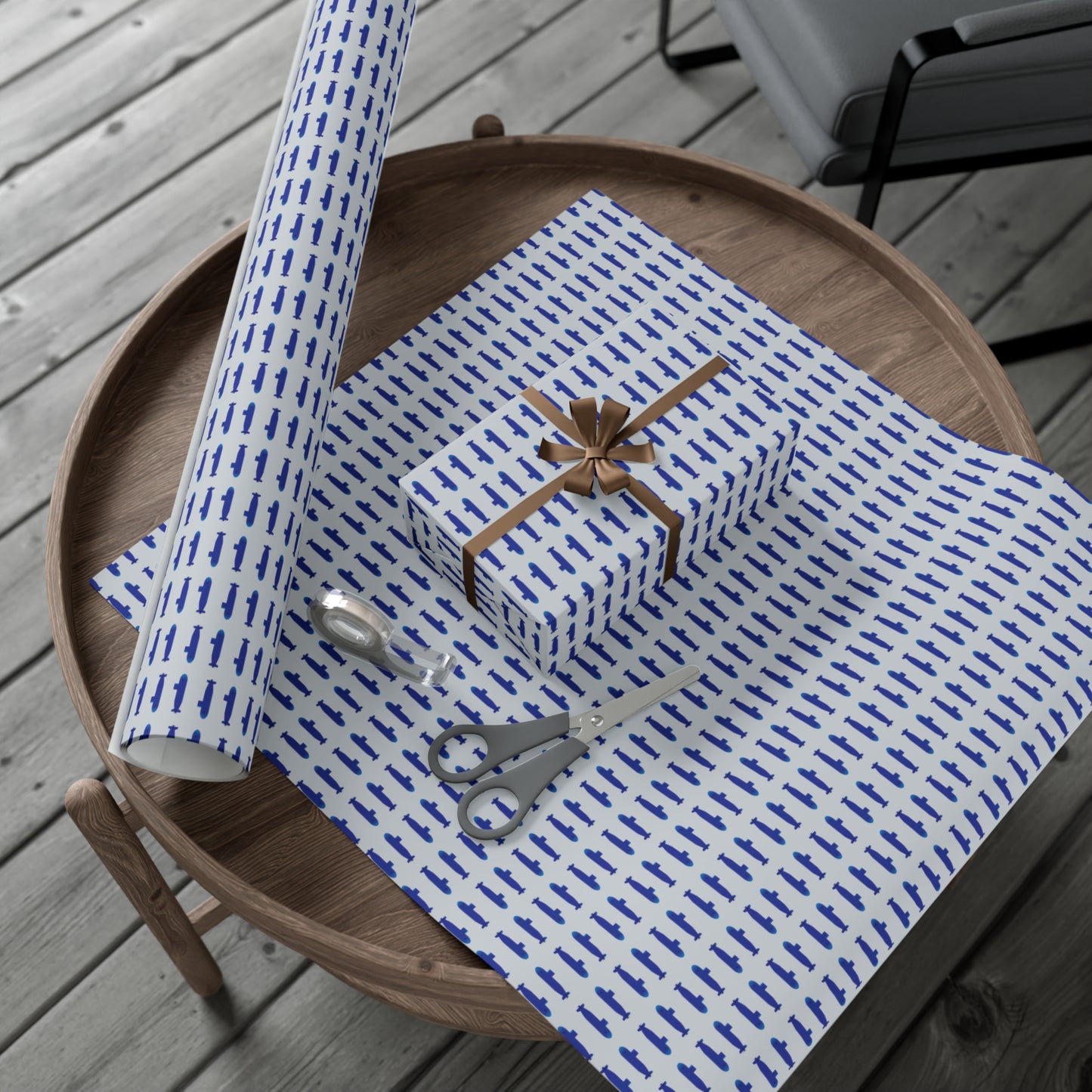 United States Navy Submarine Force Silent Service Blue Mini Submarines Gray Gift Wrap Papers