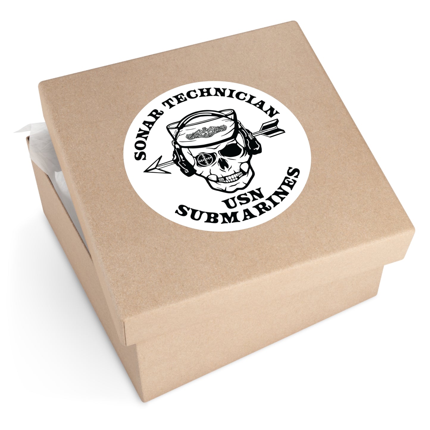 United States Submarine Force Silent Service Sonar Technician Submarines Sailor Skull Round Stickers, Indoor\Outdoor