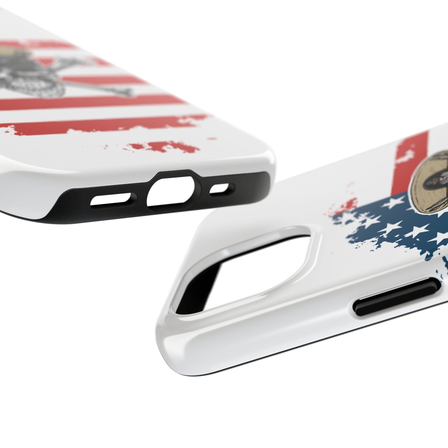 Naval Chief Skull & Crossbones on American Flag White Tough iPhone Case
