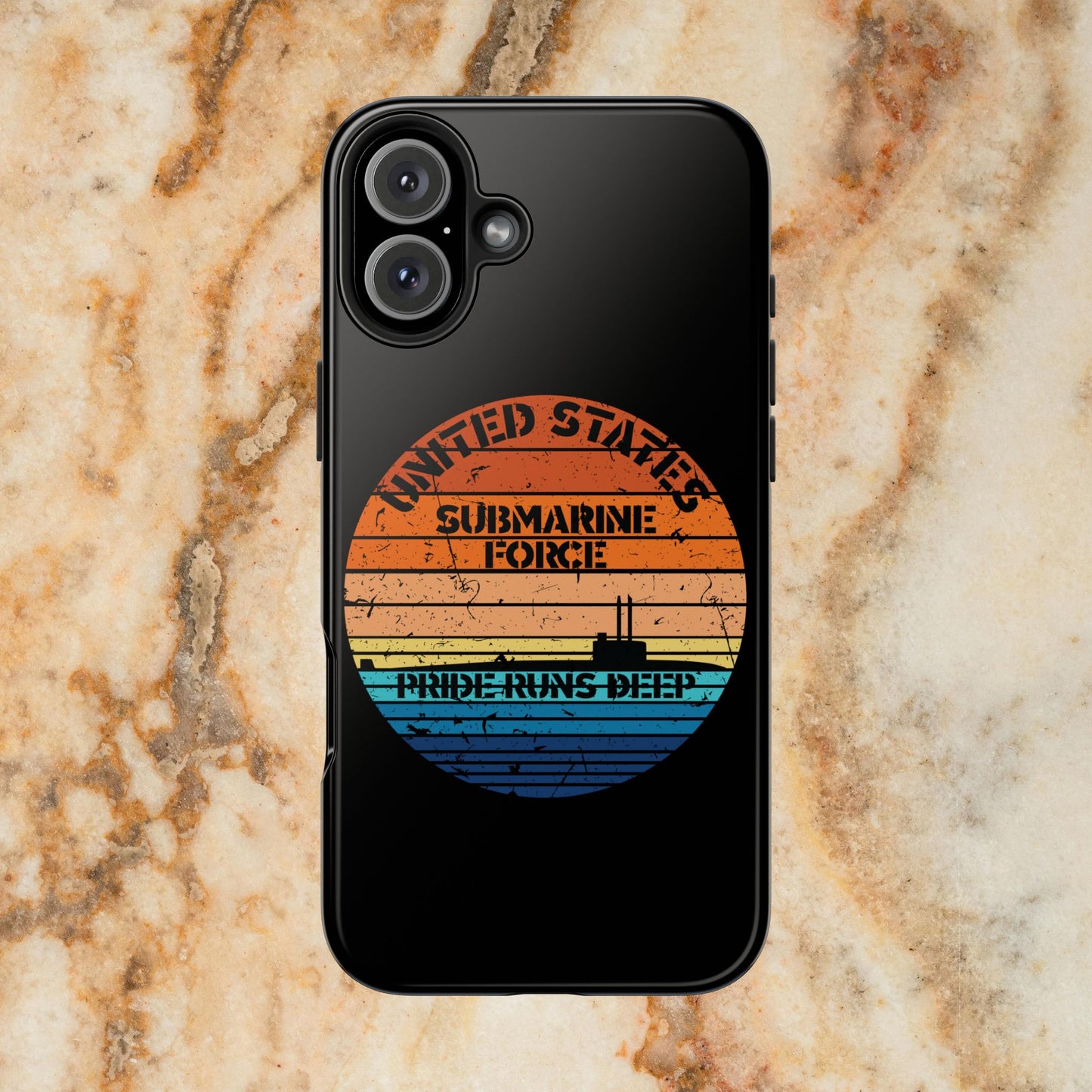 Sunset United States Submarine Force Pride Runs Deep Distressed Tough iPhone Case