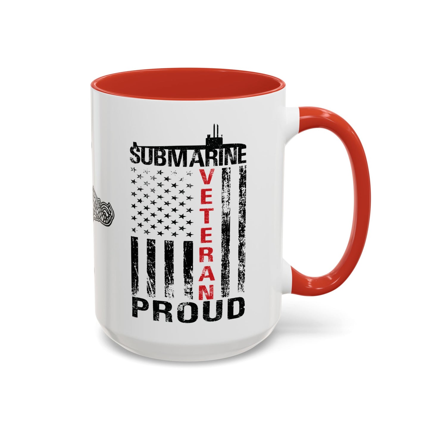 United States Navy Submarine Force Veteran Proud Silent Service USA Distressed Flag Accent Coffee Mugs