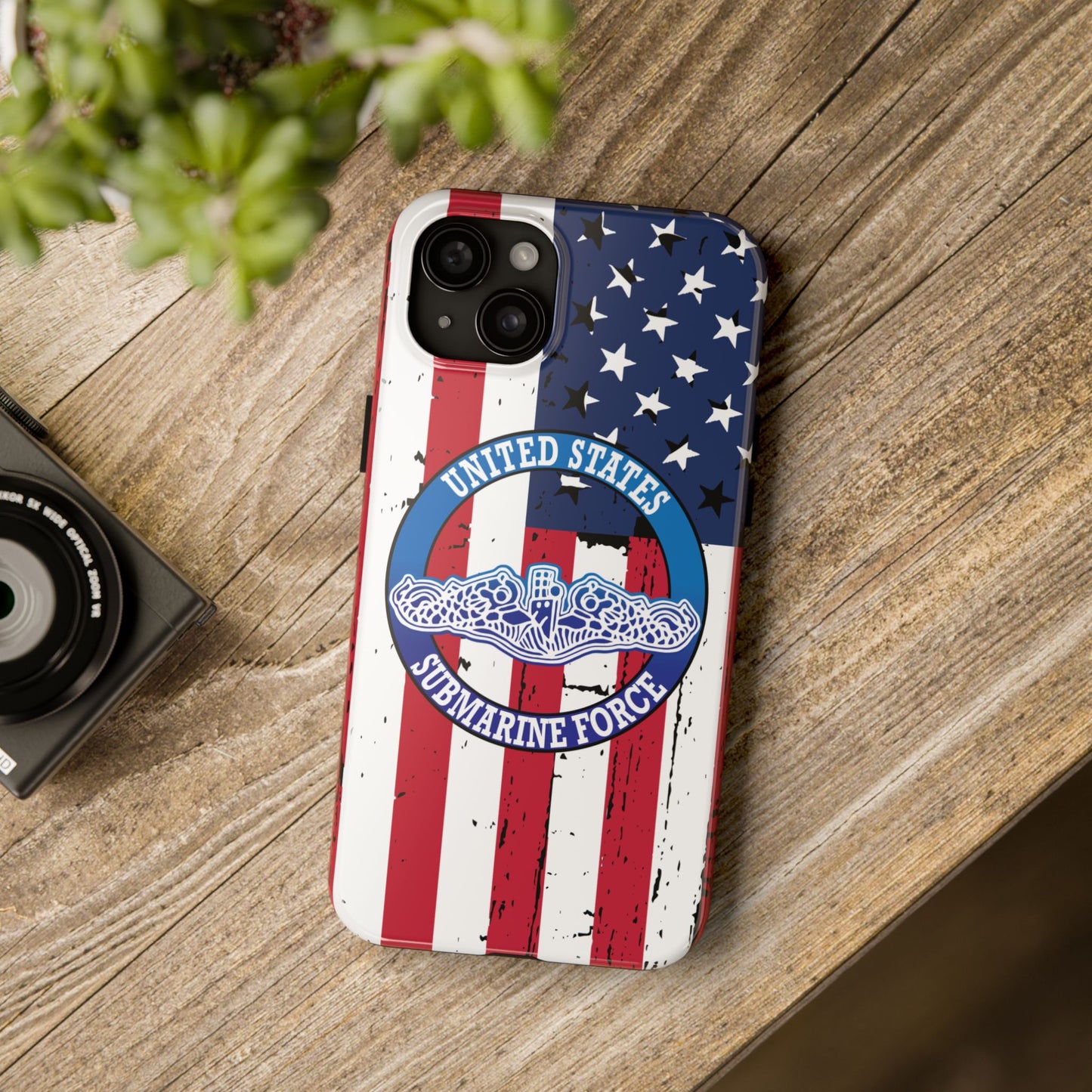 United States Submarine Force Silent Service White Dolphins on American Flag Tough iPhone Case