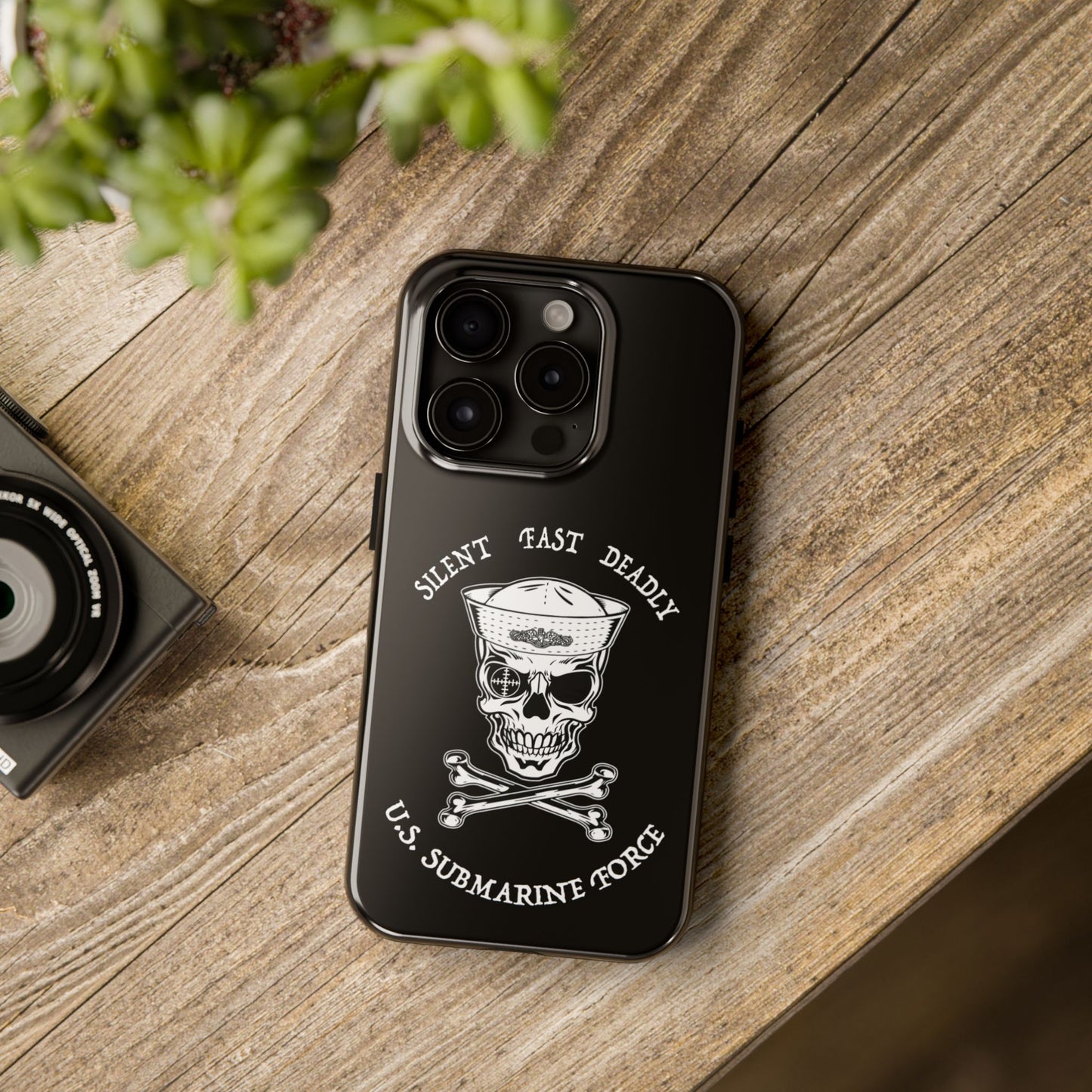 U.S. Submarine Force Skull & Crossbones Sailor with Dolphins Black Tough iPhone Case
